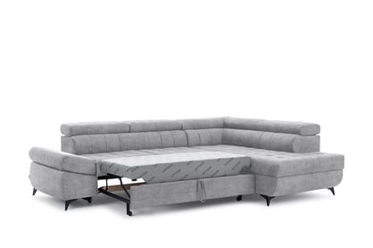 Rohová sedačka Valoris L s rozkladom pravá - sivý ľahko čistiteľný zamat Cloud 81 Rohová sedacia súprava Valoris L s funkciou spánku pravá strana - šedý velúr ľahkočistiaci Cloud 81