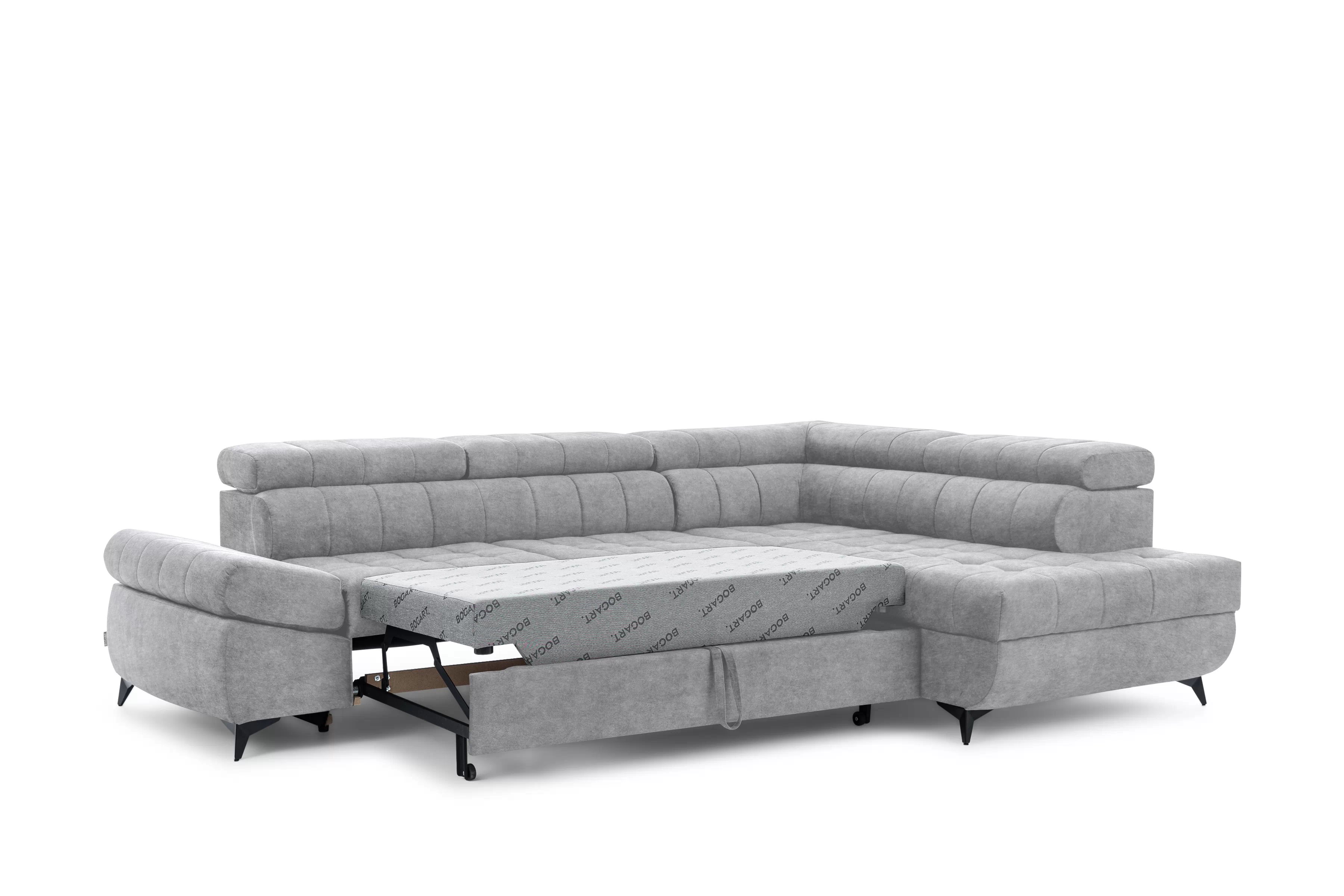 Rohová sedačka Valoris L s rozkladom pravá - sivý ľahko čistiteľný zamat Cloud 81 Rohová sedacia súprava Valoris L s funkciou spánku pravá strana - šedý velúr ľahkočistiaci Cloud 81