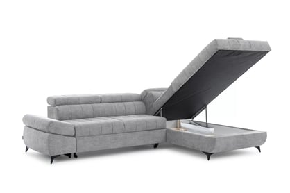 Rohová sedačka Valoris L s rozkladom pravá - sivý ľahko čistiteľný zamat Cloud 81 Rohová sedacia súprava Valoris L s funkciou spánku pravá strana - šedý velúr ľahkočistiaci Cloud 81