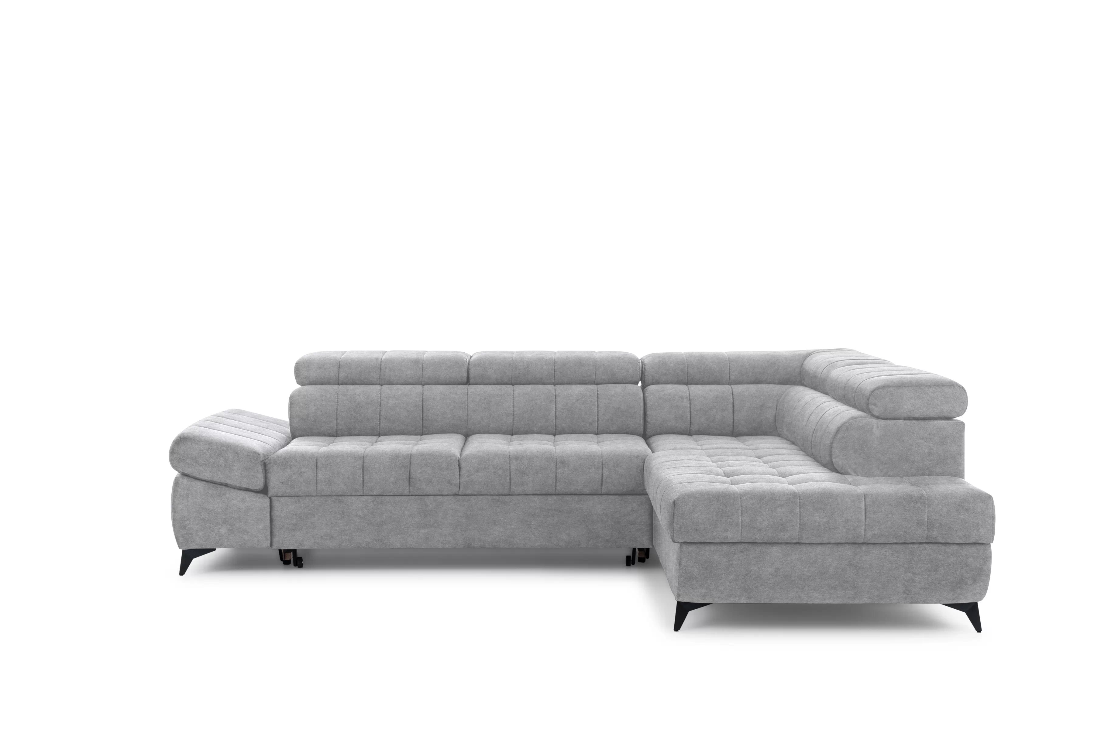 Rohová sedačka Valoris L s rozkladom pravá - sivý ľahko čistiteľný zamat Cloud 81 Rohová sedacia súprava Valoris L s funkciou spánku pravá strana - šedý velúr ľahkočistiaci Cloud 81