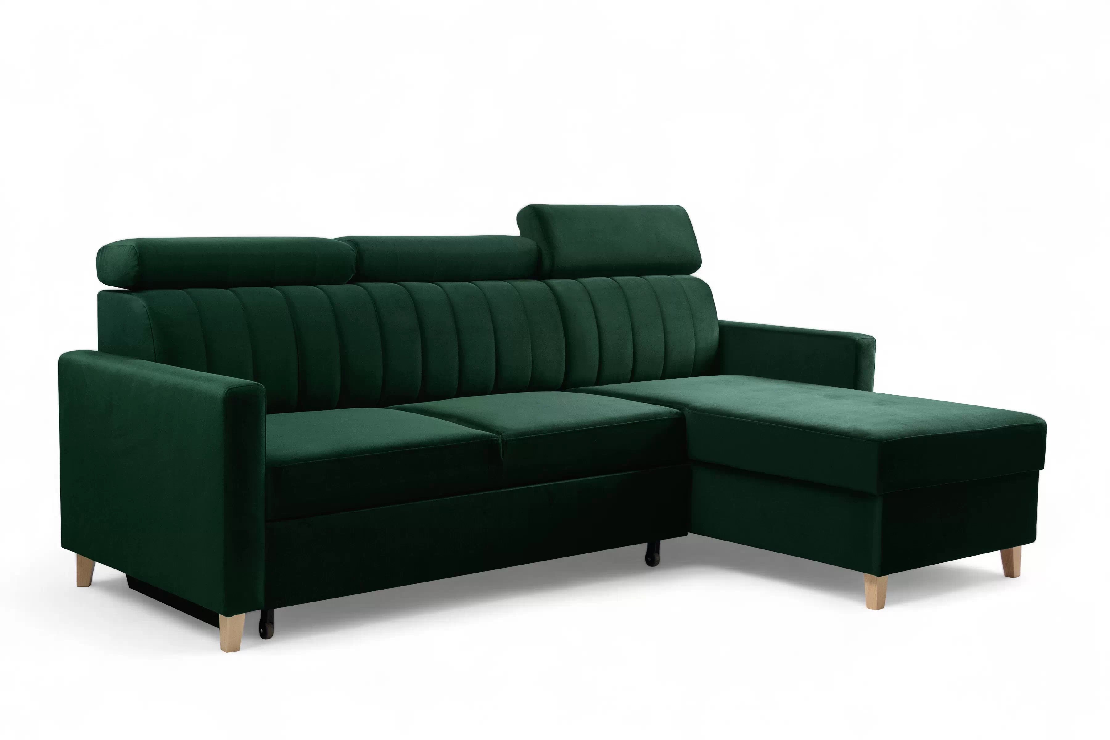 Rohová sedačka Vario s rozkladom univerzálna pravá/ľavá - zelený zamat Bluvel 78 Rohová sedacia súprava Vario s funkciou spánku uniwersalny prawo/Ľavá strana - Zelený velúr Bluvel 78