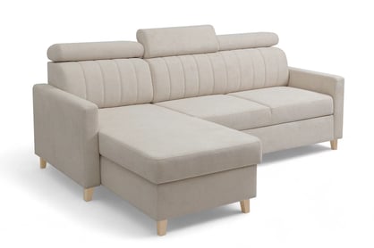 Rohová pohovka Vario s rozkladem univerzální pravolevá - béžová pletenina Freya 210-03 Rohová sedací souprava Vario rozkládací uniwersalny prawo/levá - béžová Pletenina Freya 210-03