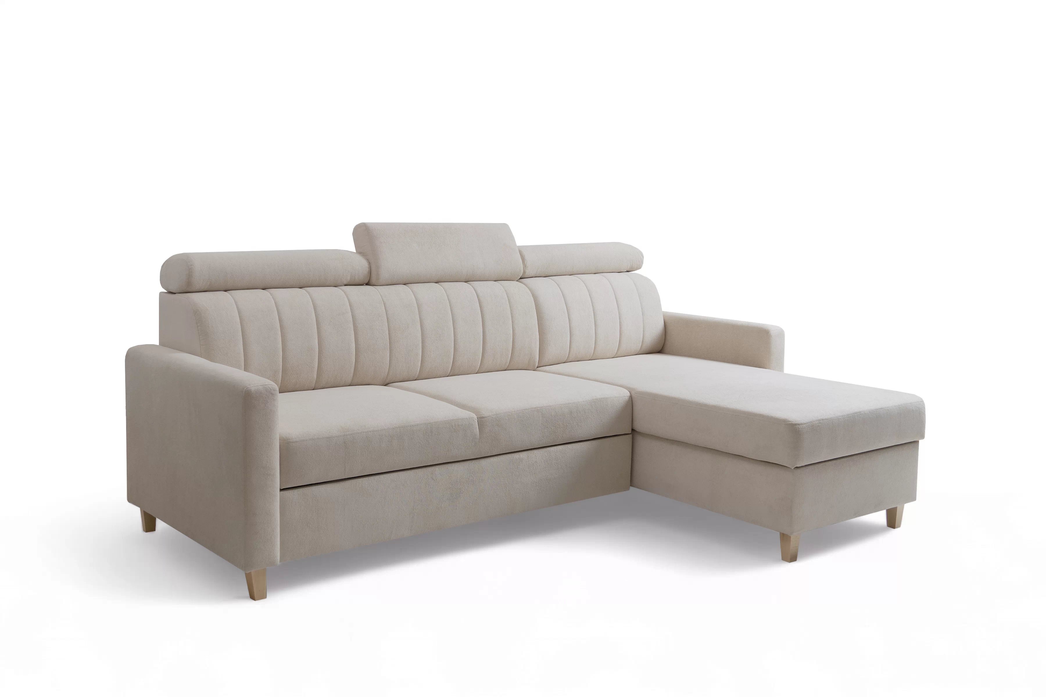 Rohová sedačka Vario s rozkladom univerzálna pravá/ľavá - béžová pletenina Freya 210-03 Rohová sedacia súprava Vario s funkciou spánku uniwersalny prawo/Ľavá strana - Béžová dzianina Freya 210-03