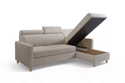 Rohová pohovka Vario s rozkladem univerzální pravolevá - béžová pletenina Freya 210-03 Rohová sedací souprava Vario rozkládací uniwersalny prawo/levá - béžová Pletenina Freya 210-03