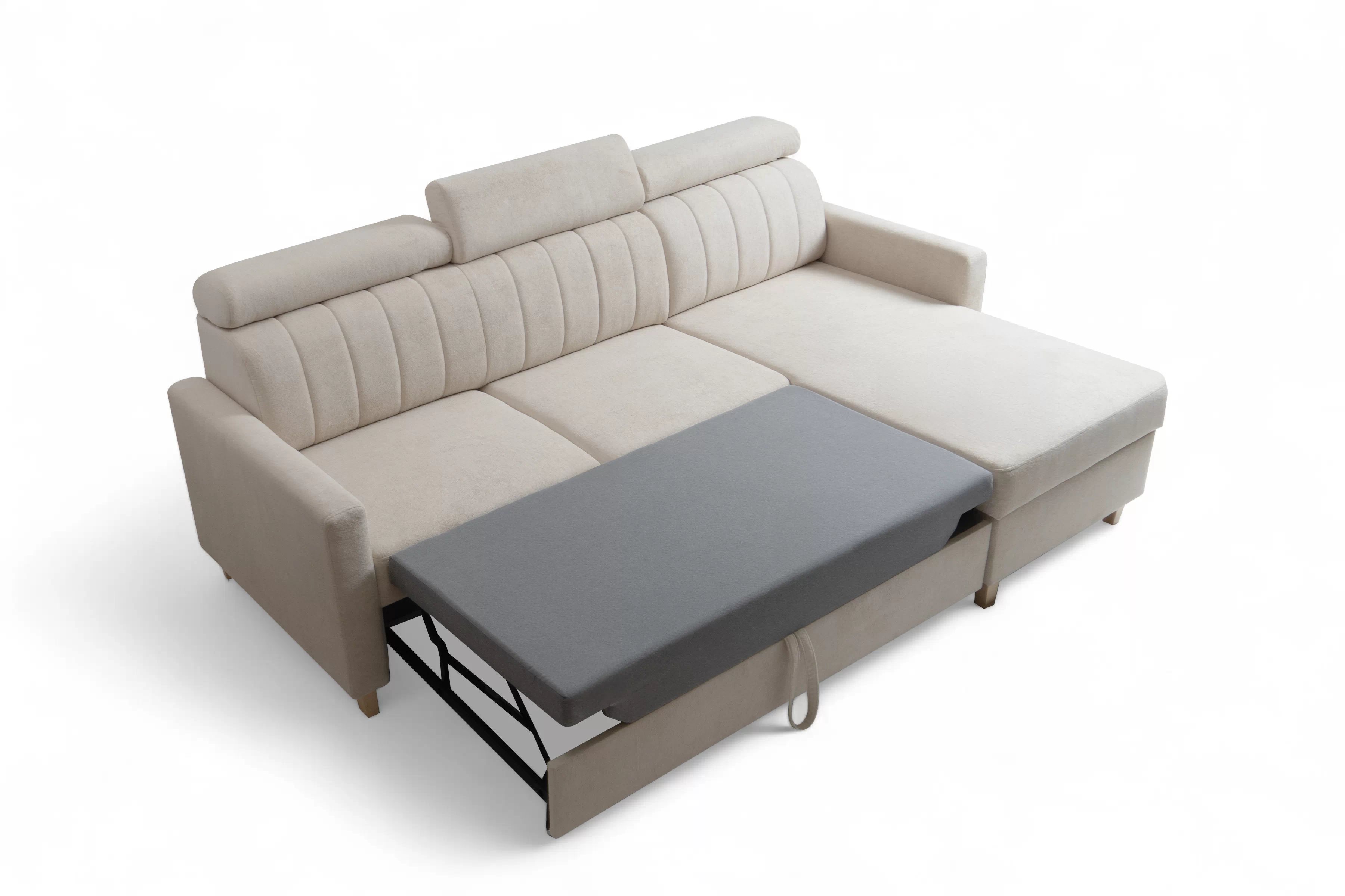 Rohová sedačka Vario s rozkladom univerzálna pravá/ľavá - béžová pletenina Freya 210-03 Rohová sedacia súprava Vario s funkciou spánku uniwersalny prawo/Ľavá strana - Béžová dzianina Freya 210-03