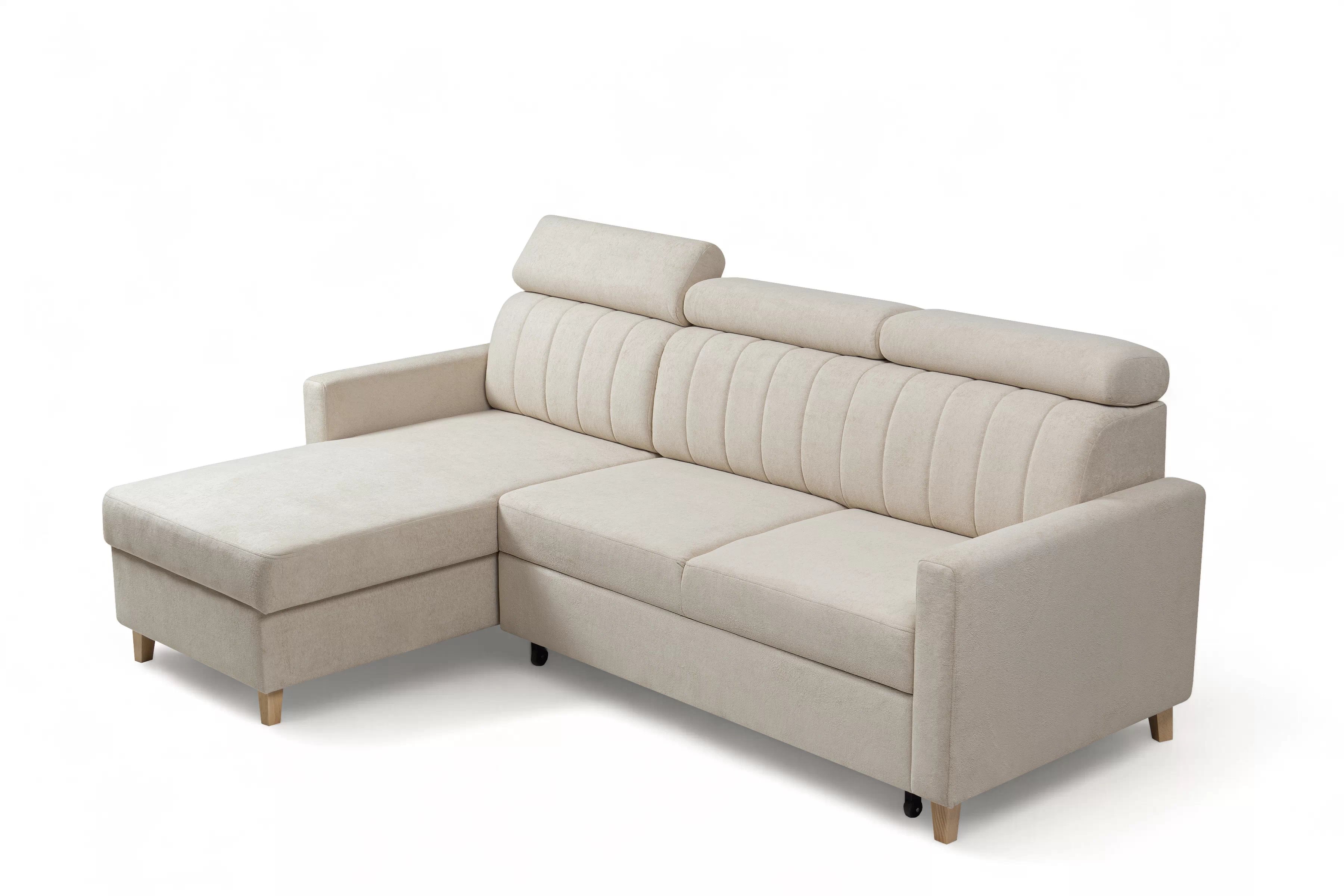 Rohová sedačka Vario s rozkladom univerzálna pravá/ľavá - béžová pletenina Freya 210-03 Rohová sedacia súprava Vario s funkciou spánku uniwersalny prawo/Ľavá strana - Béžová dzianina Freya 210-03