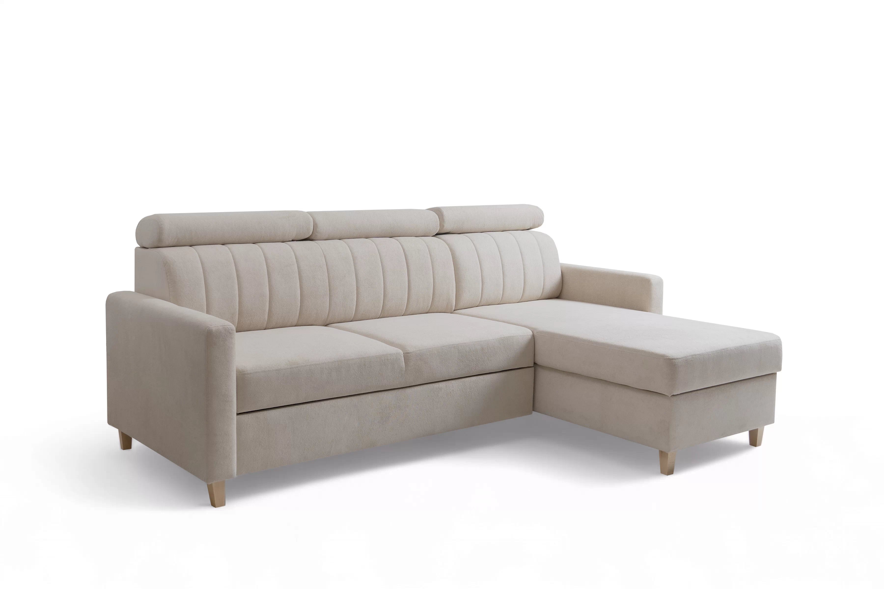 Rohová sedačka Vario s rozkladom univerzálna pravá/ľavá - béžová pletenina Freya 210-03 Rohová sedacia súprava Vario s funkciou spánku uniwersalny prawo/Ľavá strana - Béžová dzianina Freya 210-03