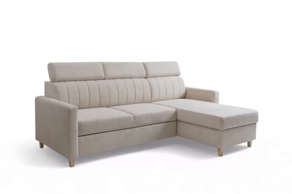 Rohová pohovka Vario s rozkladem univerzální pravolevá - béžová pletenina Freya 210-03 Rohová sedací souprava Vario rozkládací uniwersalny prawo/levá - béžová Pletenina Freya 210-03