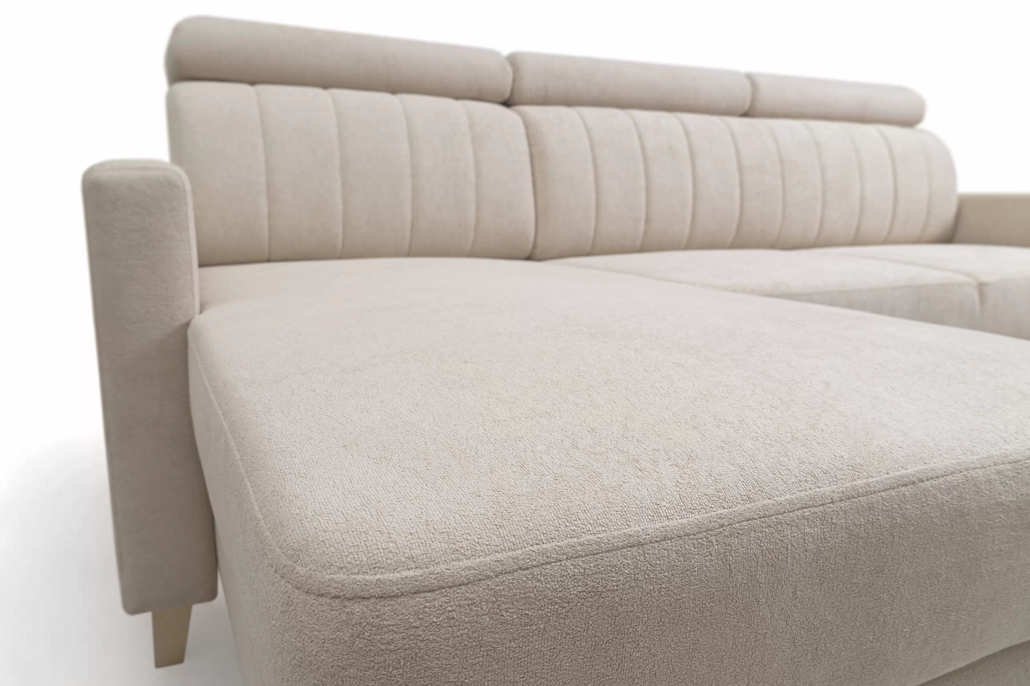 Rohová sedačka Vario s rozkladom univerzálna pravá/ľavá - béžová pletenina Freya 210-03 Rohová sedacia súprava Vario s funkciou spánku uniwersalny prawo/Ľavá strana - Béžová dzianina Freya 210-03