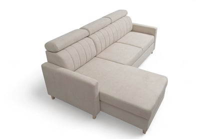 Rohová pohovka Vario s rozkladem univerzální pravolevá - béžová pletenina Freya 210-03 Rohová sedací souprava Vario rozkládací uniwersalny prawo/levá - béžová Pletenina Freya 210-03