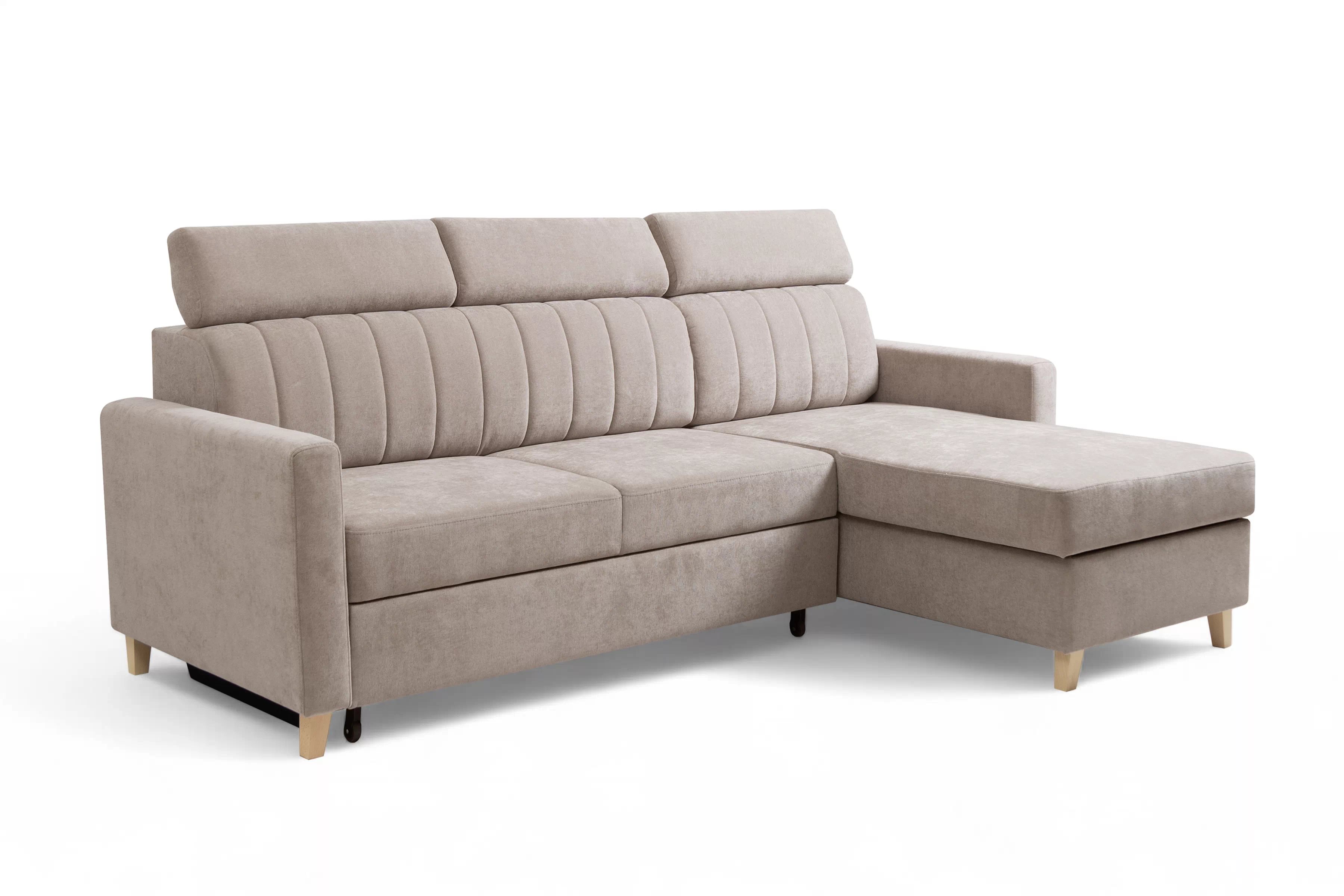 Rozkladacia rohová sedačka Vario univerzálna - béžová žinylka Wind 11 Rohová sedacia súprava Vario s funkciou spánku uniwersalny prawo/Ľavá strana - béžový šenil Wind 11 