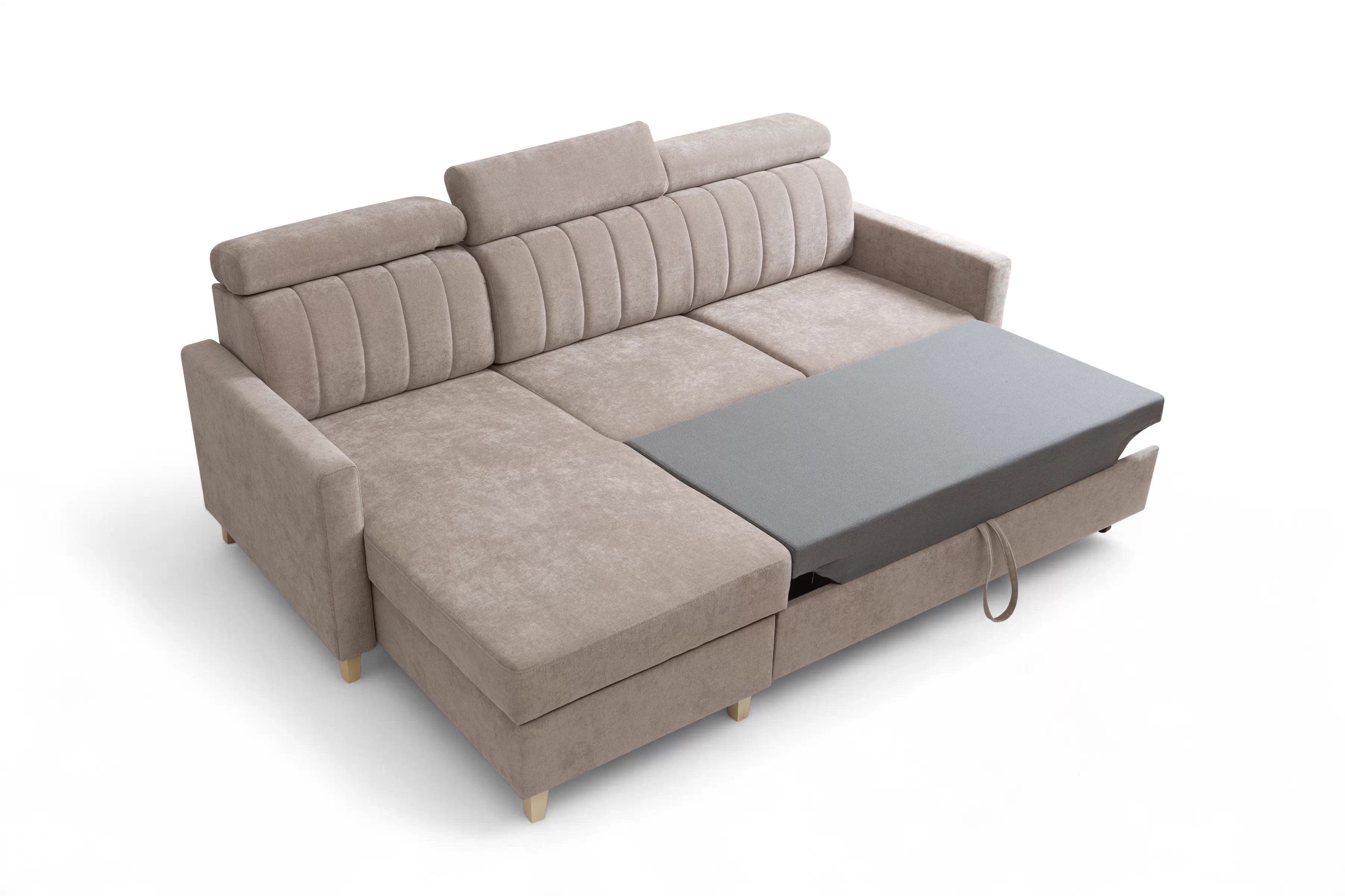 Rozkladacia rohová sedačka Vario univerzálna - béžová žinylka Wind 11 Rohová sedacia súprava Vario s funkciou spánku uniwersalny prawo/Ľavá strana - béžový šenil Wind 11 