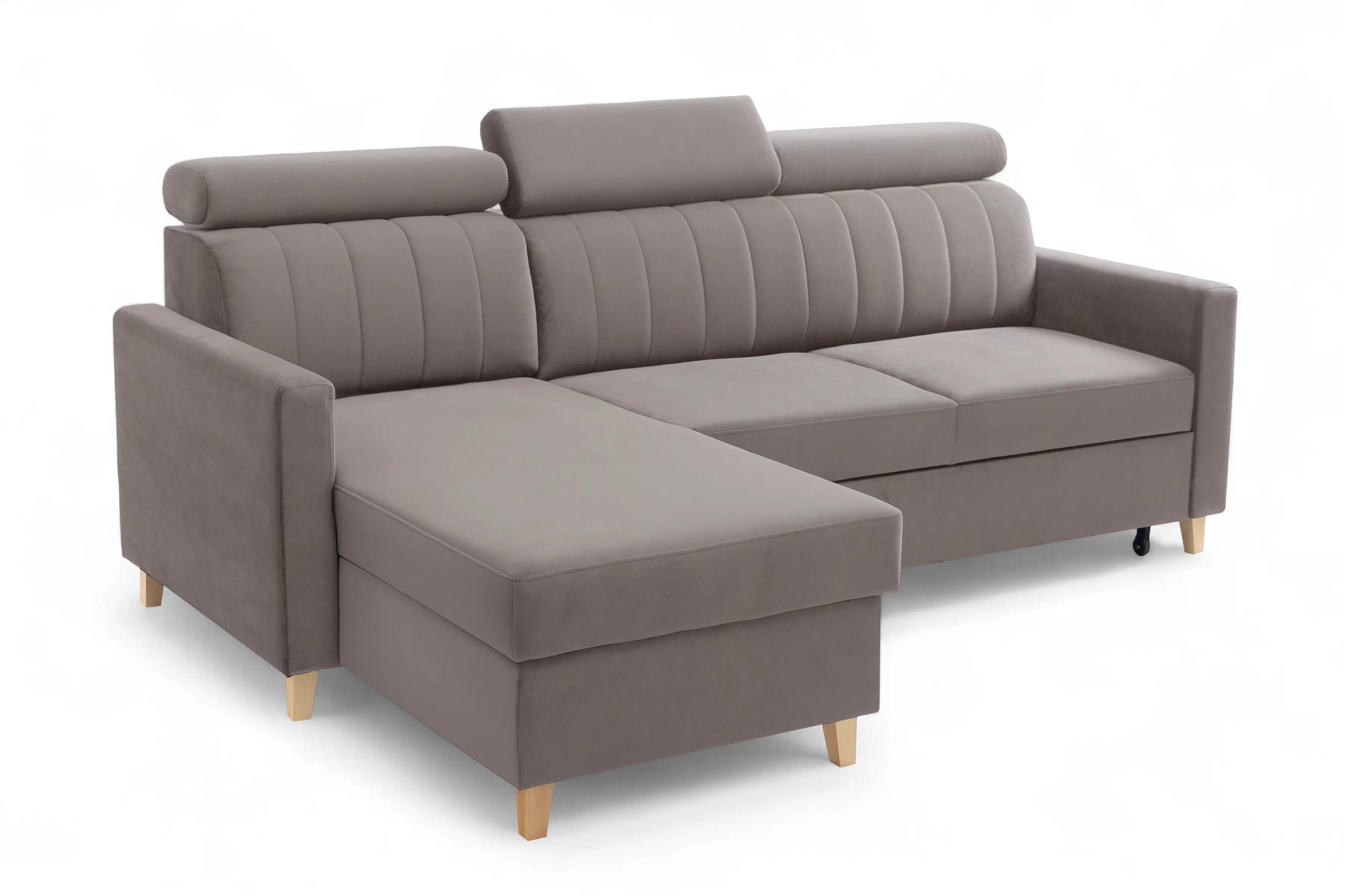 Rohová sedacia súprava Vario s rozkladacou funkciou univerzálna - tmavobéžový zamat Jasmine 25 Rohová sedacia súprava Vario s funkciou spánku uniwersalny prawo/Ľavá strana - tmavobéžová velúr Jasmine 25 