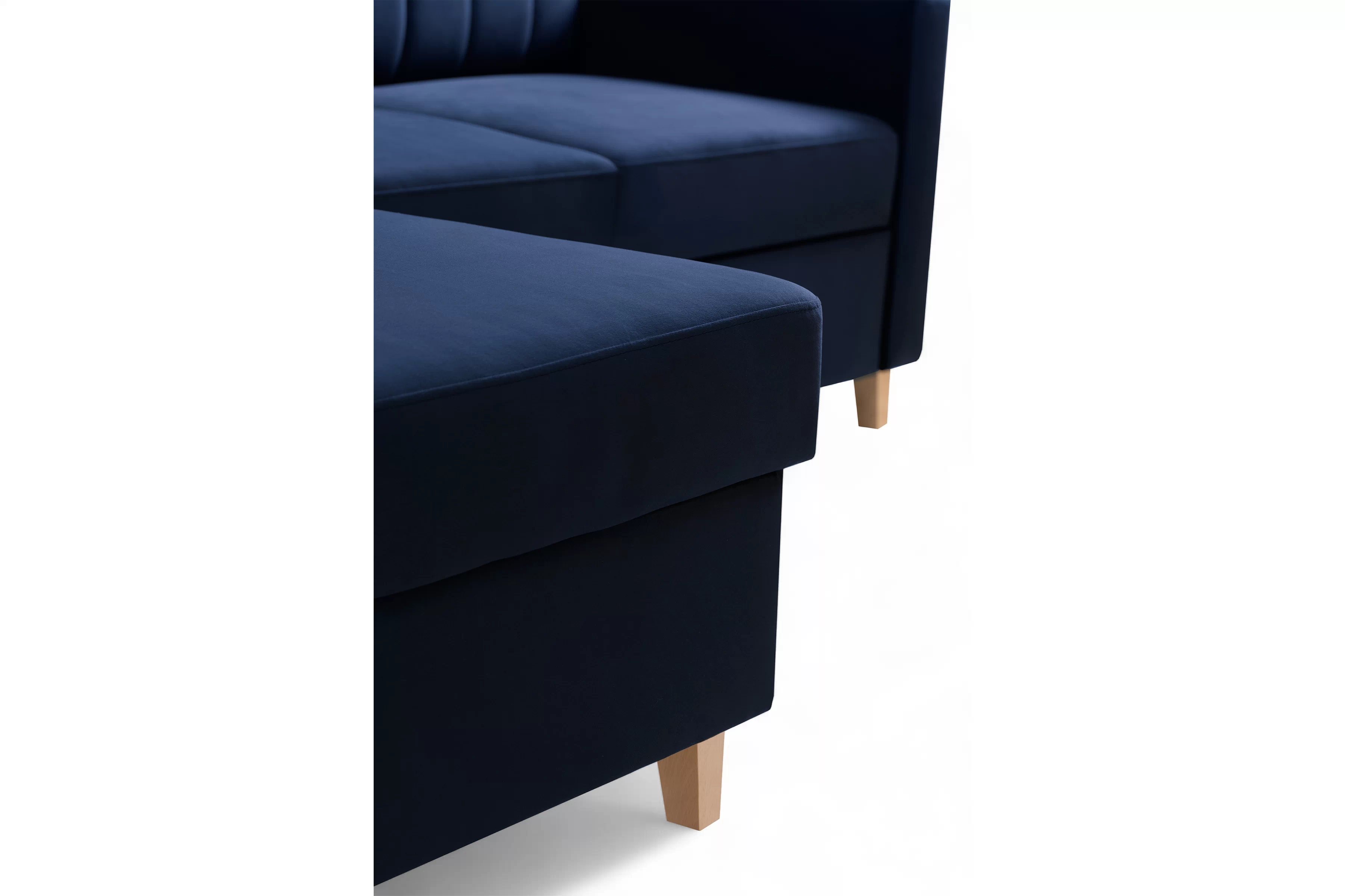 Rozkladacia rohová sedacia súprava Vario univerzálna – tmavomodrý zamat Bluvel 86 Rohová sedacia súprava Vario s funkciou spánku uniwersalny prawo/Ľavá strana - námornícka modrá velúr Bluvel 86