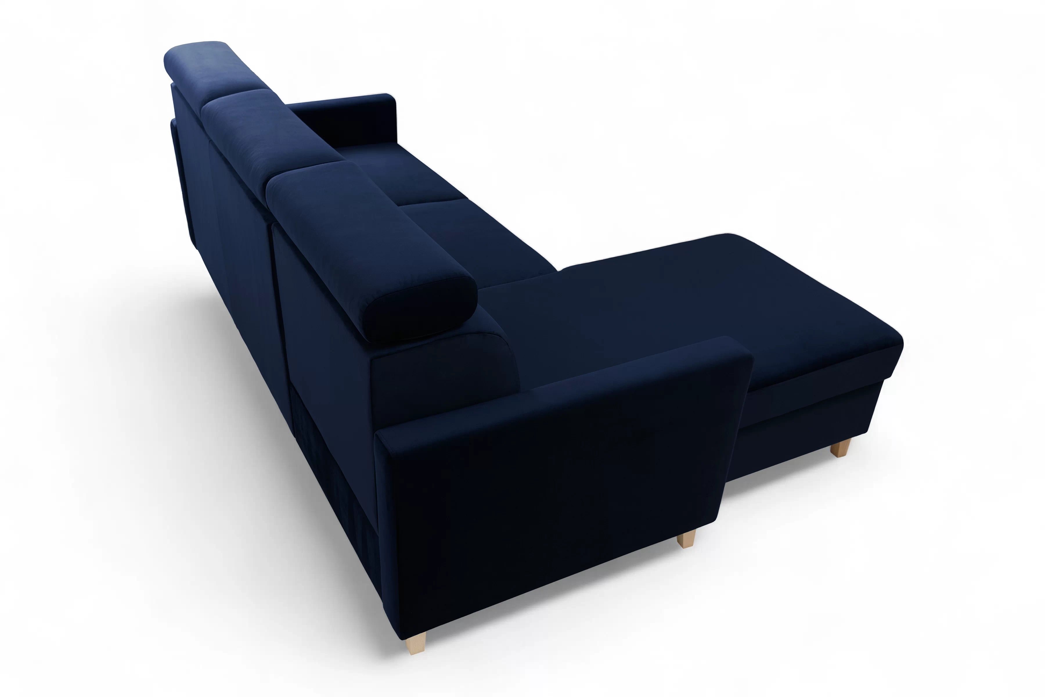 Rozkladacia rohová sedacia súprava Vario univerzálna – tmavomodrý zamat Bluvel 86 Rohová sedacia súprava Vario s funkciou spánku uniwersalny prawo/Ľavá strana - námornícka modrá velúr Bluvel 86