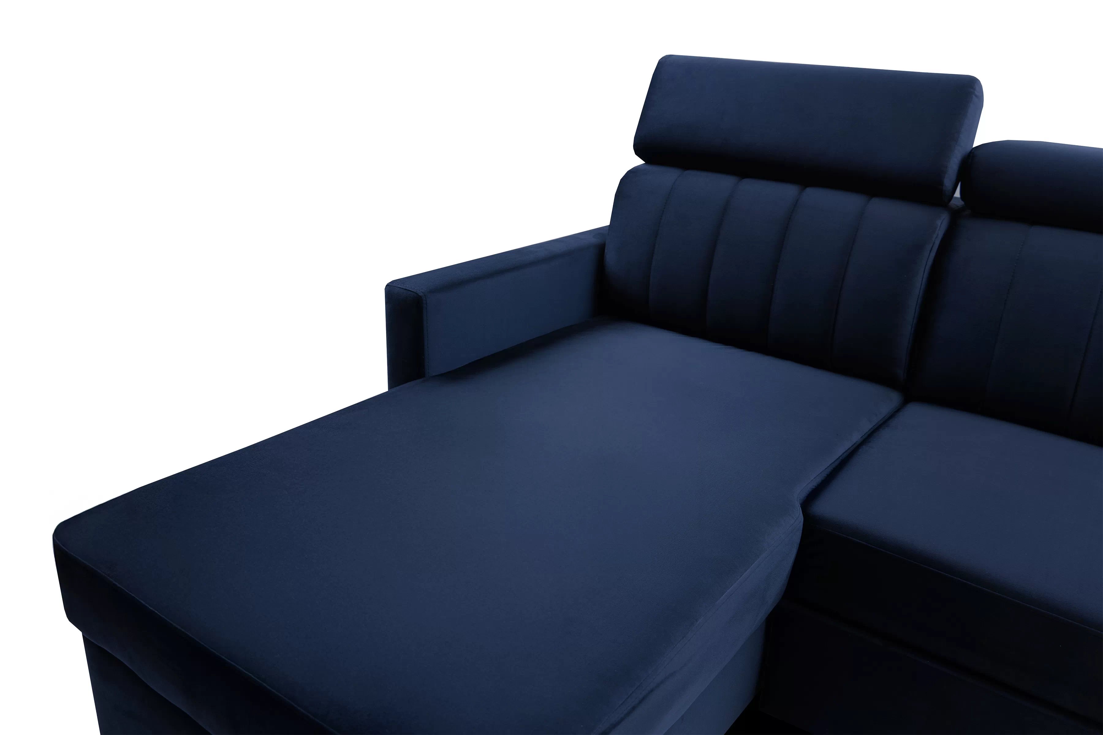 Rozkladacia rohová sedacia súprava Vario univerzálna – tmavomodrý zamat Bluvel 86 Rohová sedacia súprava Vario s funkciou spánku uniwersalny prawo/Ľavá strana - námornícka modrá velúr Bluvel 86