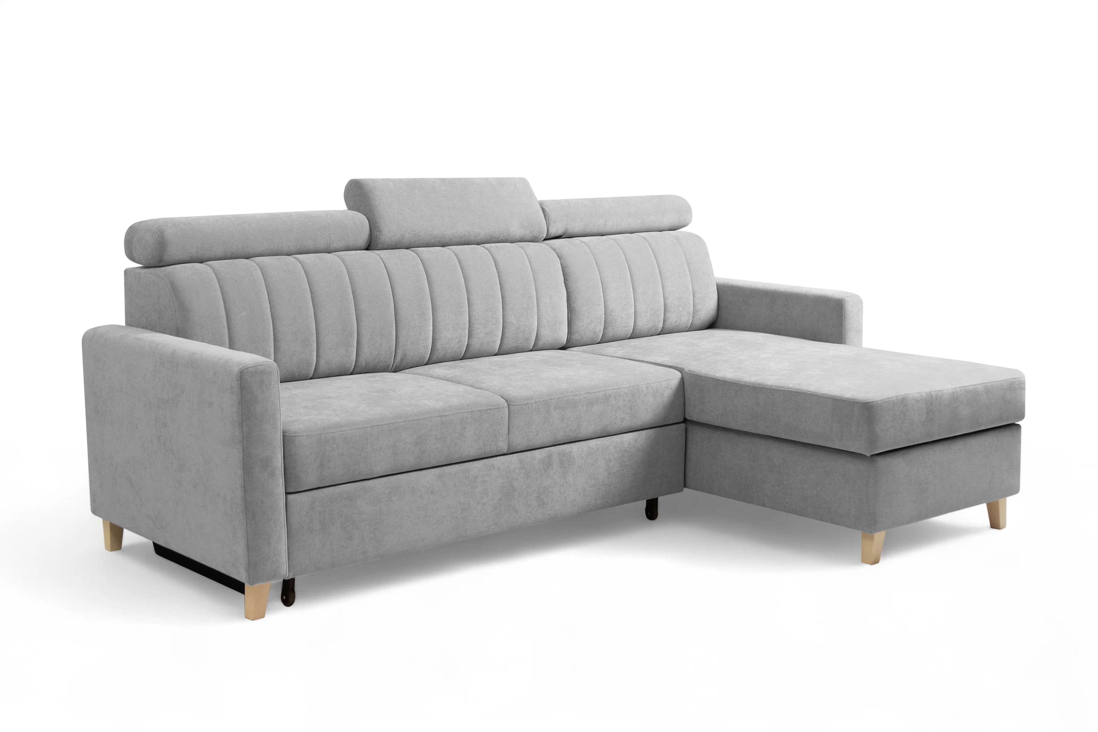 Rohová sedacia súprava Vario univerzálna s funkciou spania - svetlosivý šenil Wind 84 Rohová sedacia súprava Vario s funkciou spánku uniwersalny prawo/Ľavá strana - svetlý šedý šenil Wind 84 