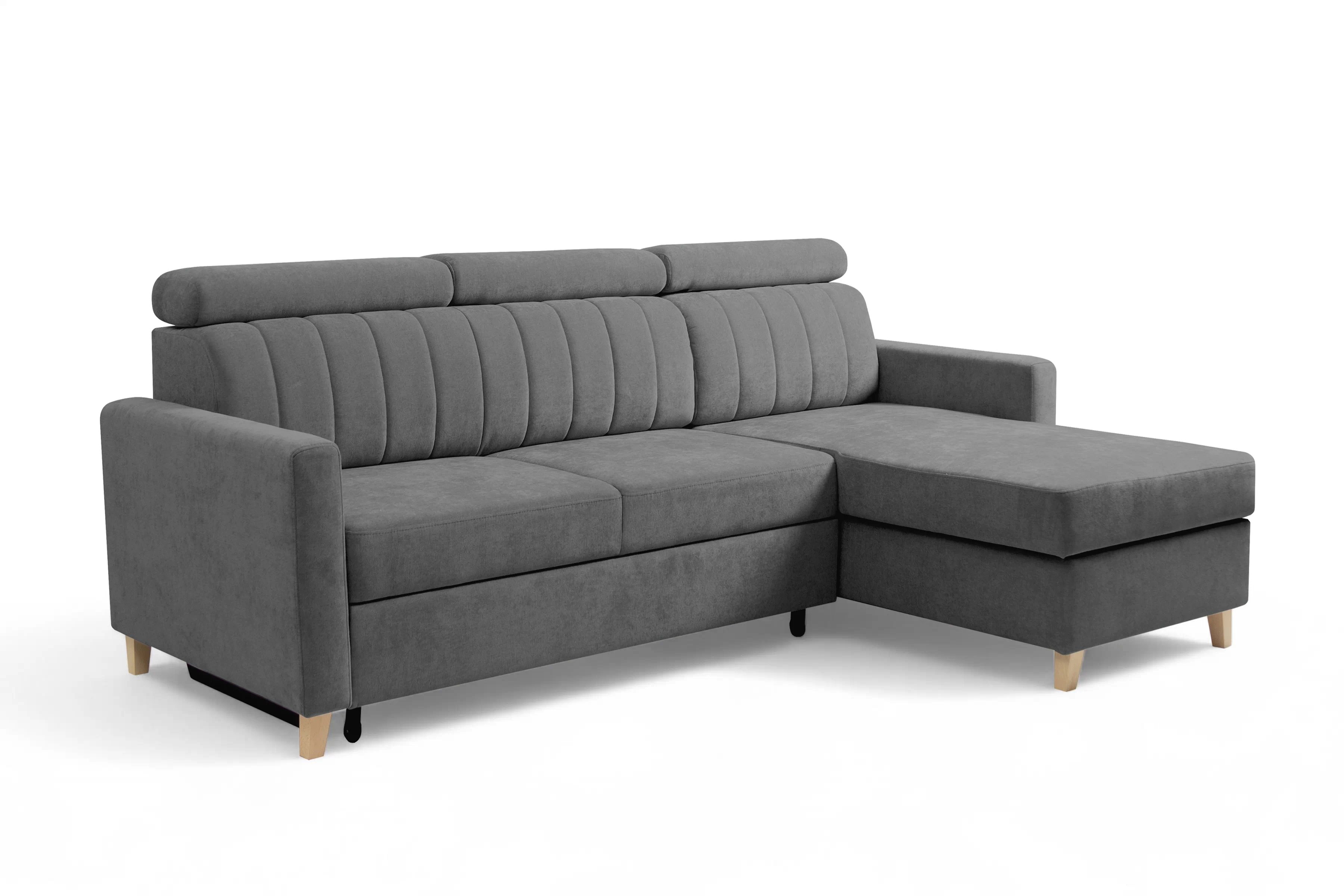 Rohová sedačka Vario s rozkladom univerzálna pravá/ľavá - sivý šenil Wind 89 Rohová sedacia súprava Vario s funkciou spánku uniwersalny prawo/Ľavá strana - šedý šenil Wind 89