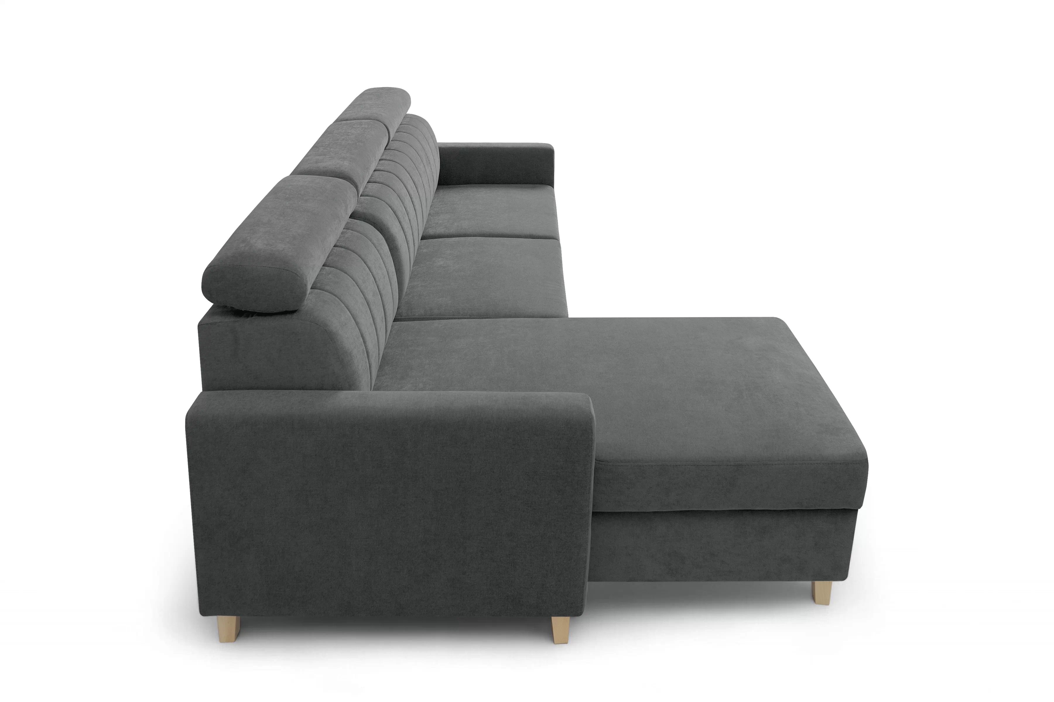 Rohová sedačka Vario s rozkladom univerzálna pravá/ľavá - sivý šenil Wind 89 Rohová sedacia súprava Vario s funkciou spánku uniwersalny prawo/Ľavá strana - šedý šenil Wind 89