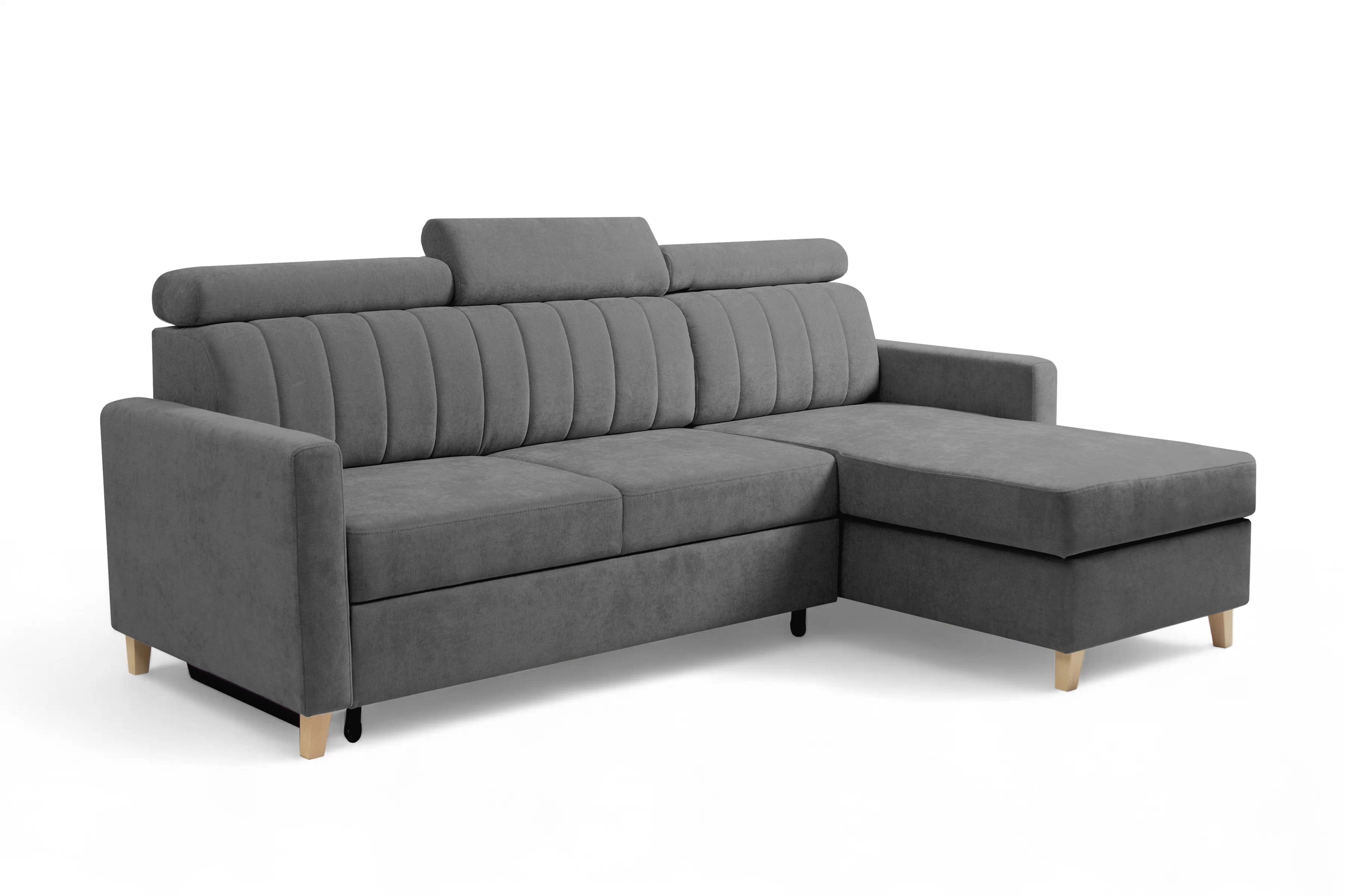 Rohová sedačka Vario s rozkladom univerzálna pravá/ľavá - sivý šenil Wind 89 Rohová sedacia súprava Vario s funkciou spánku uniwersalny prawo/Ľavá strana - šedý šenil Wind 89