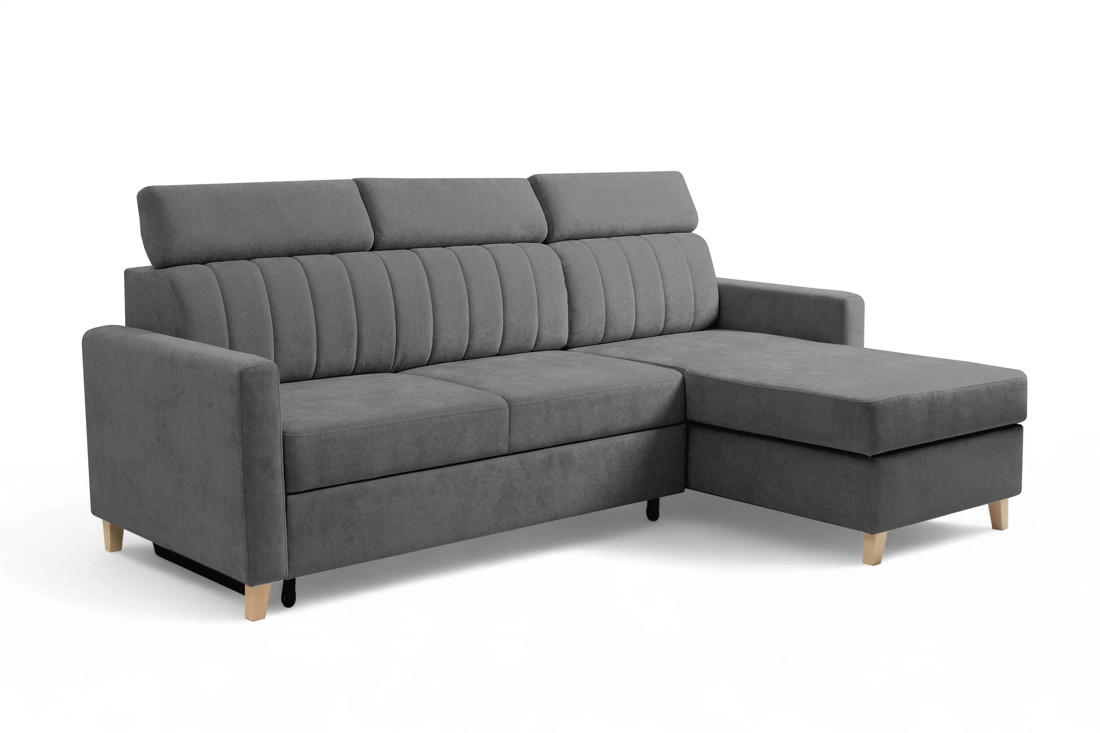 Rohová sedačka Vario s rozkladom univerzálna pravá/ľavá - sivý šenil Wind 89 Rohová sedacia súprava Vario s funkciou spánku uniwersalny prawo/Ľavá strana - šedý šenil Wind 89