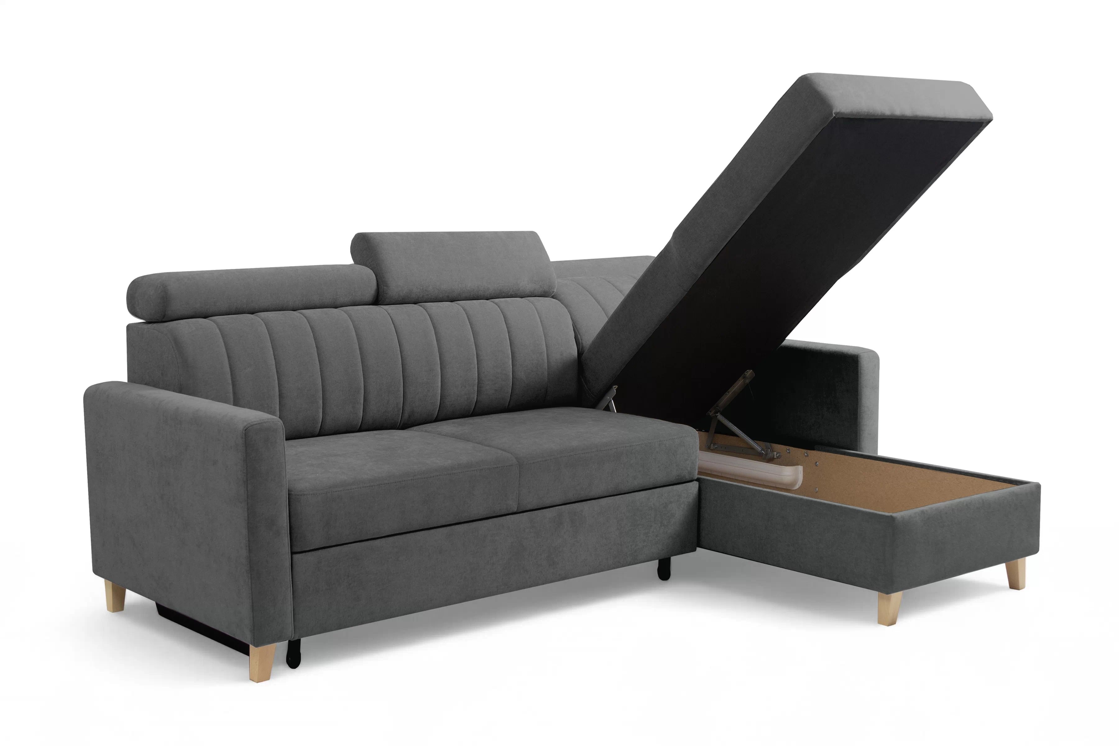 Rohová sedačka Vario s rozkladom univerzálna pravá/ľavá - sivý šenil Wind 89 Rohová sedacia súprava Vario s funkciou spánku uniwersalny prawo/Ľavá strana - šedý šenil Wind 89