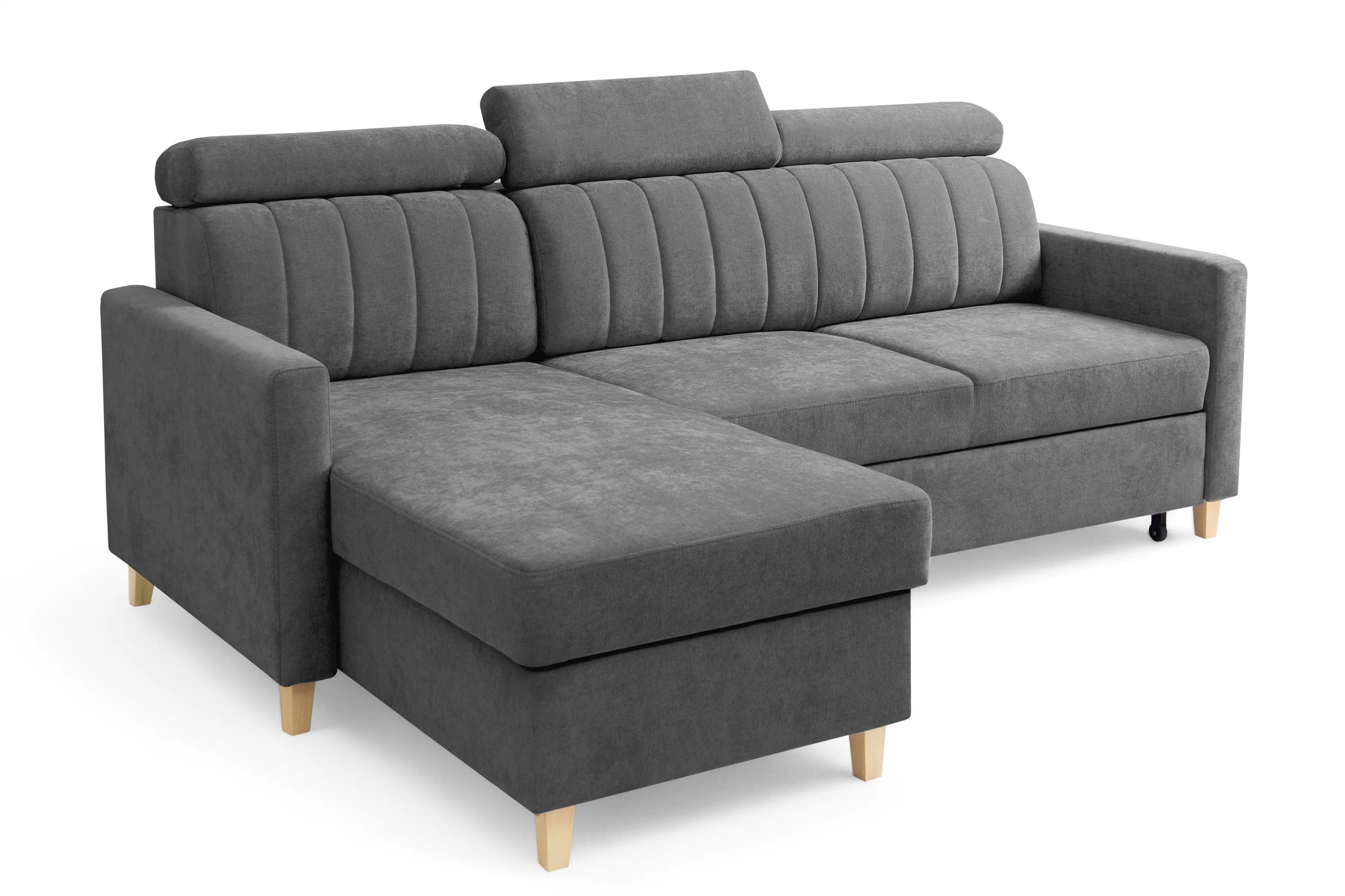 Rohová sedačka Vario s rozkladom univerzálna pravá/ľavá - sivý šenil Wind 89 Rohová sedacia súprava Vario s funkciou spánku uniwersalny prawo/Ľavá strana - šedý šenil Wind 89