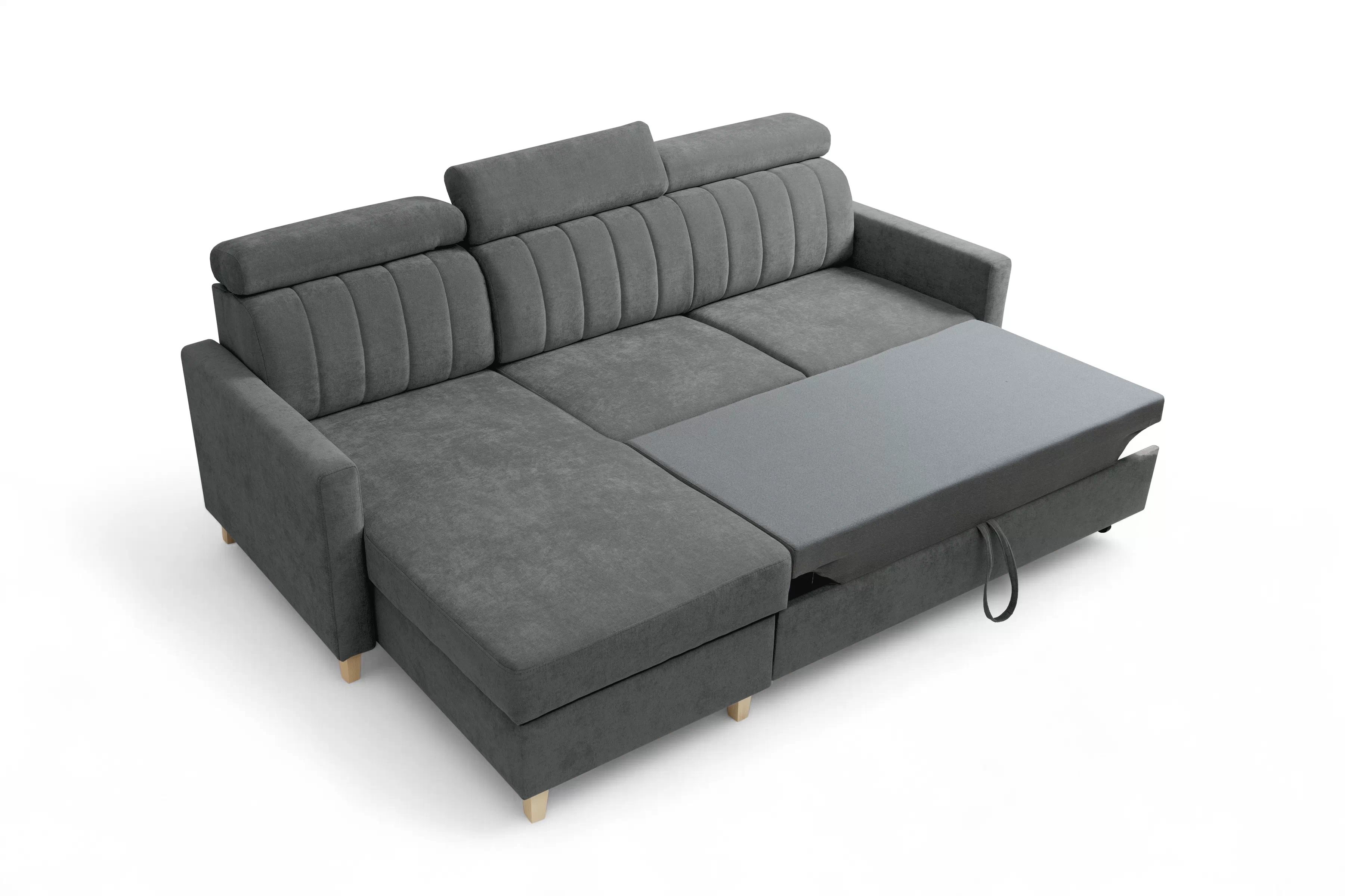 Rohová sedačka Vario s rozkladom univerzálna pravá/ľavá - sivý šenil Wind 89 Rohová sedacia súprava Vario s funkciou spánku uniwersalny prawo/Ľavá strana - šedý šenil Wind 89