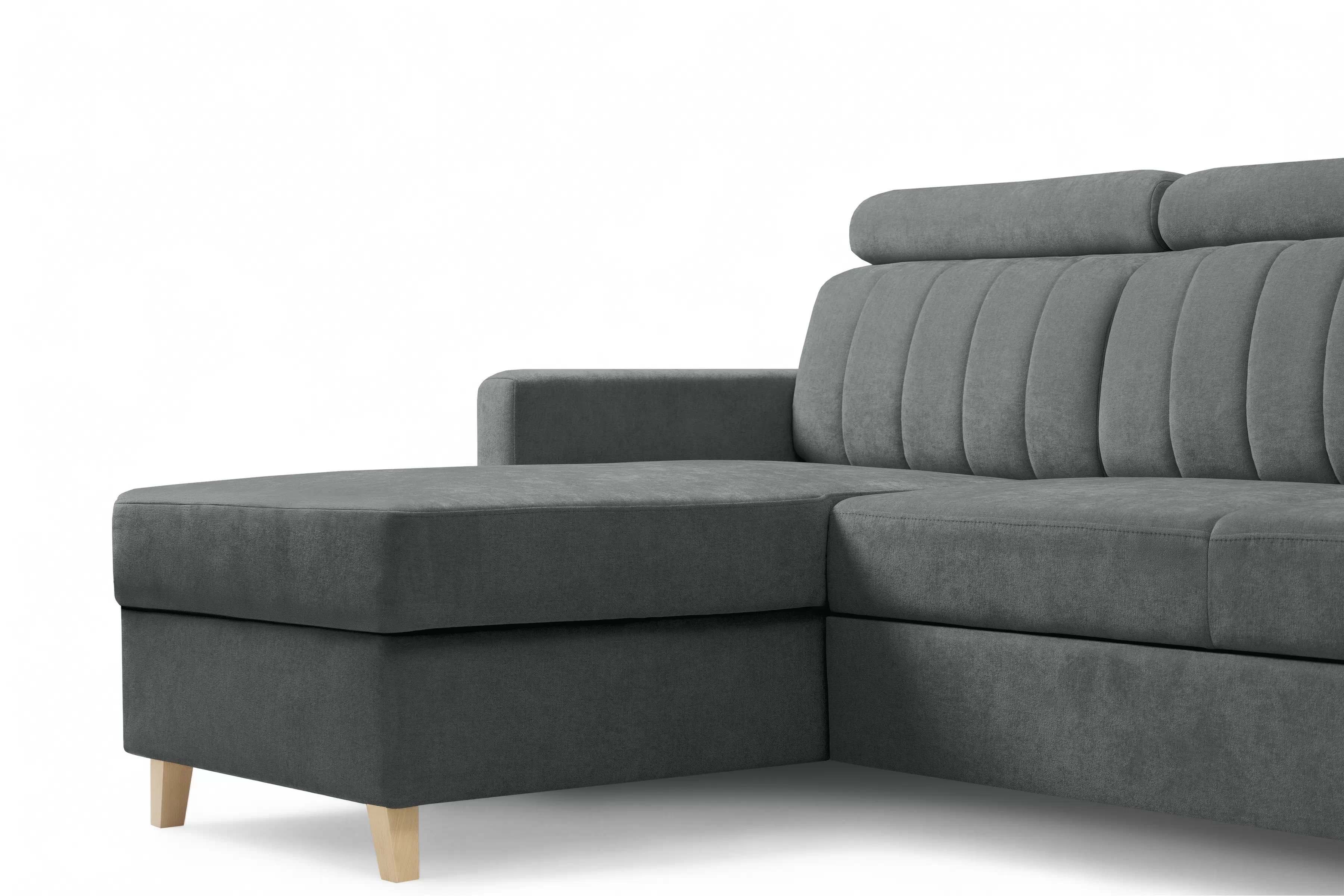 Rohová sedačka Vario s rozkladom univerzálna pravá/ľavá - sivý šenil Wind 89 Rohová sedacia súprava Vario s funkciou spánku uniwersalny prawo/Ľavá strana - šedý šenil Wind 89