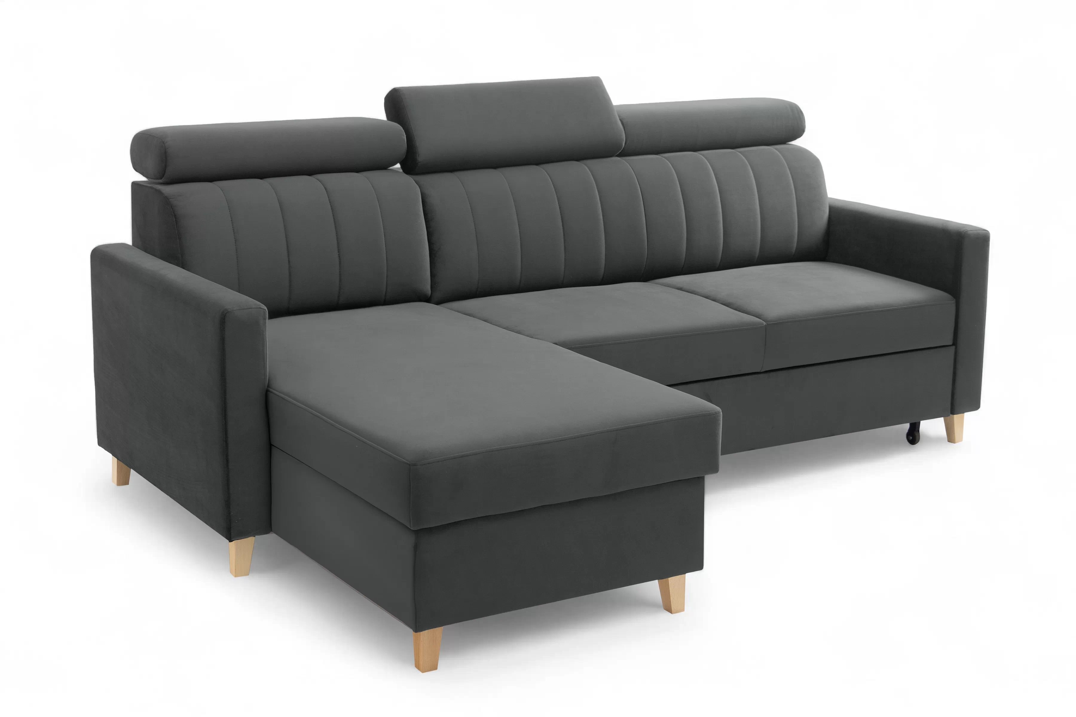 Rohová sedacia súprava Vario s rozkladacou funkciou univerzálna - sivý zamat Jasmine 96 Rohová sedacia súprava Vario s funkciou spánku uniwersalny prawo/Ľavá strana - šedý velúr Jasmine 96