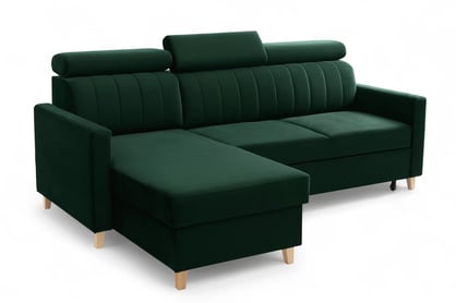 Rohová sedačka Vario s rozkladom univerzálna pravá/ľavá - zelený zamat Bluvel 78 Rohová sedacia súprava Vario s funkciou spánku uniwersalny prawo/Ľavá strana - Zelený velúr Bluvel 78