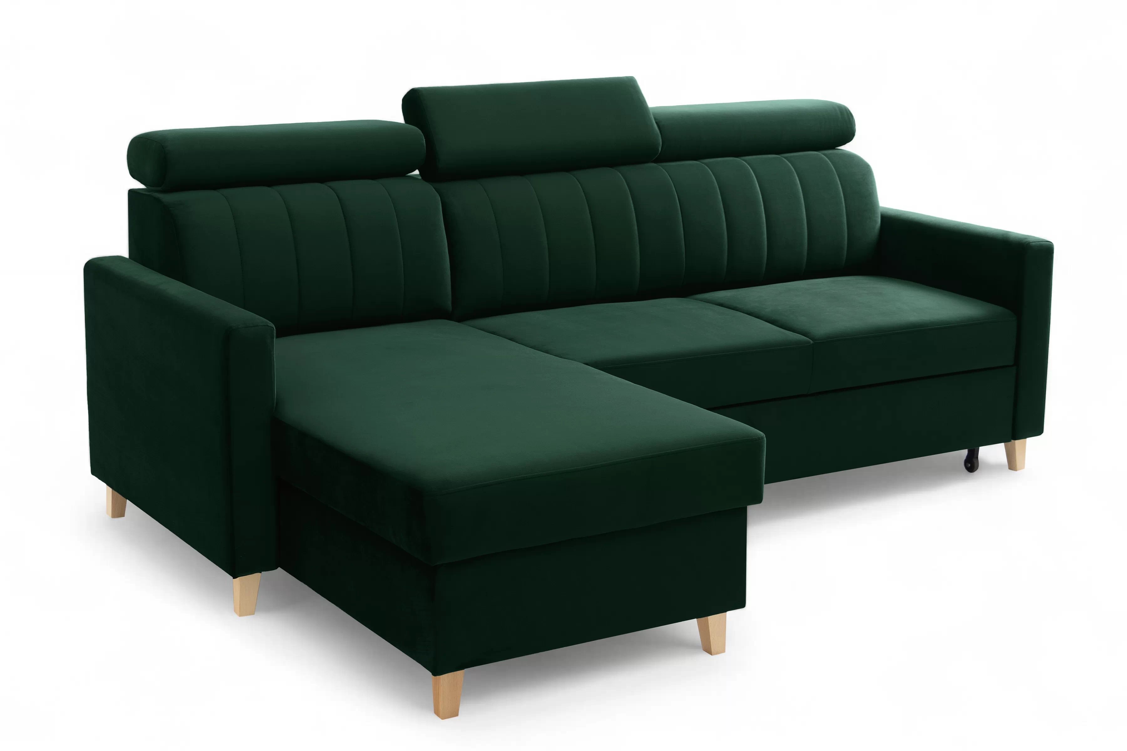 Rohová sedačka Vario s rozkladom univerzálna pravá/ľavá - zelený zamat Bluvel 78 Rohová sedacia súprava Vario s funkciou spánku uniwersalny prawo/Ľavá strana - Zelený velúr Bluvel 78