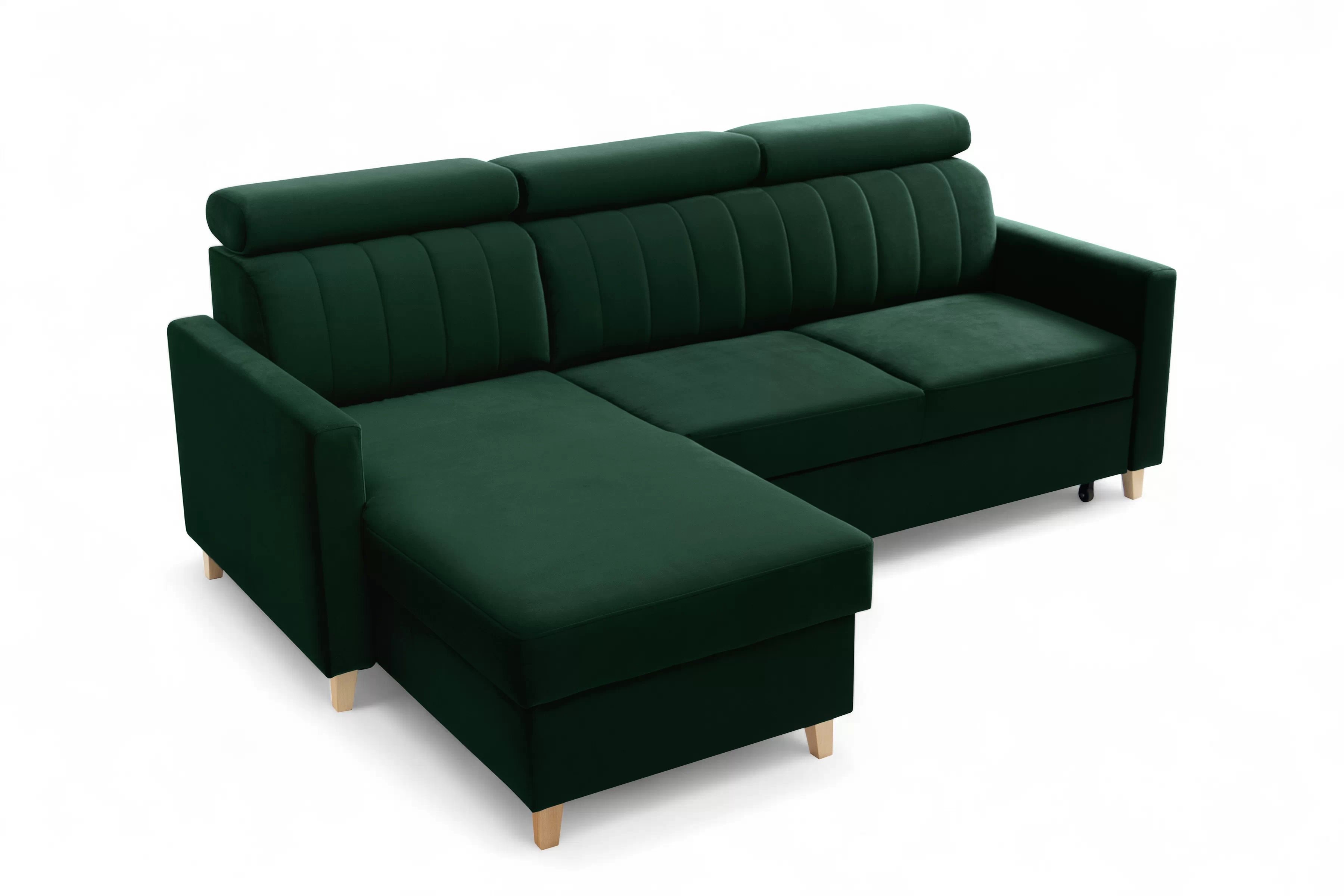 Rohová sedačka Vario s rozkladom univerzálna pravá/ľavá - zelený zamat Bluvel 78 Rohová sedacia súprava Vario s funkciou spánku uniwersalny prawo/Ľavá strana - Zelený velúr Bluvel 78