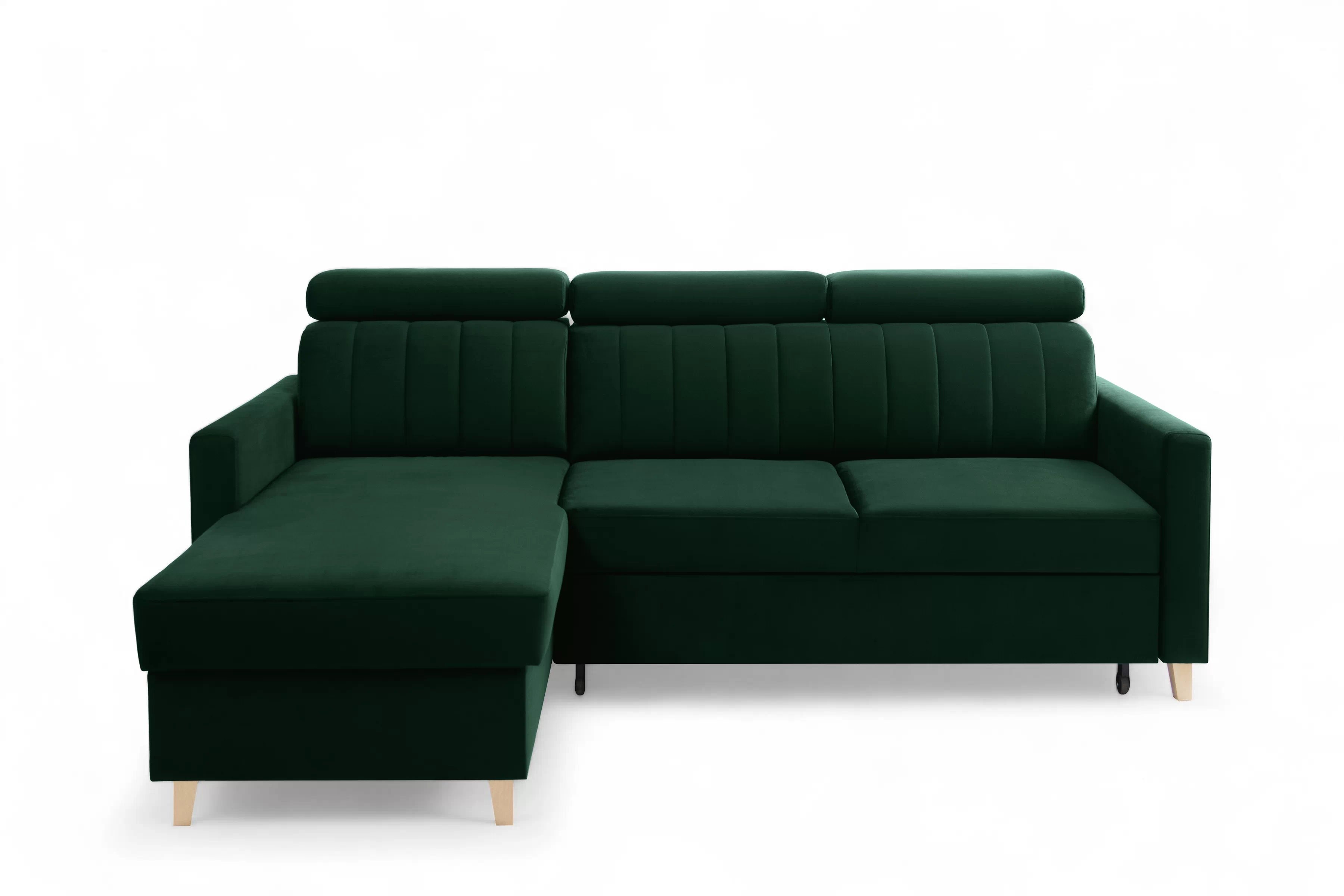 Rohová sedačka Vario s rozkladom univerzálna pravá/ľavá - zelený zamat Bluvel 78 Rohová sedacia súprava Vario s funkciou spánku uniwersalny prawo/Ľavá strana - Zelený velúr Bluvel 78