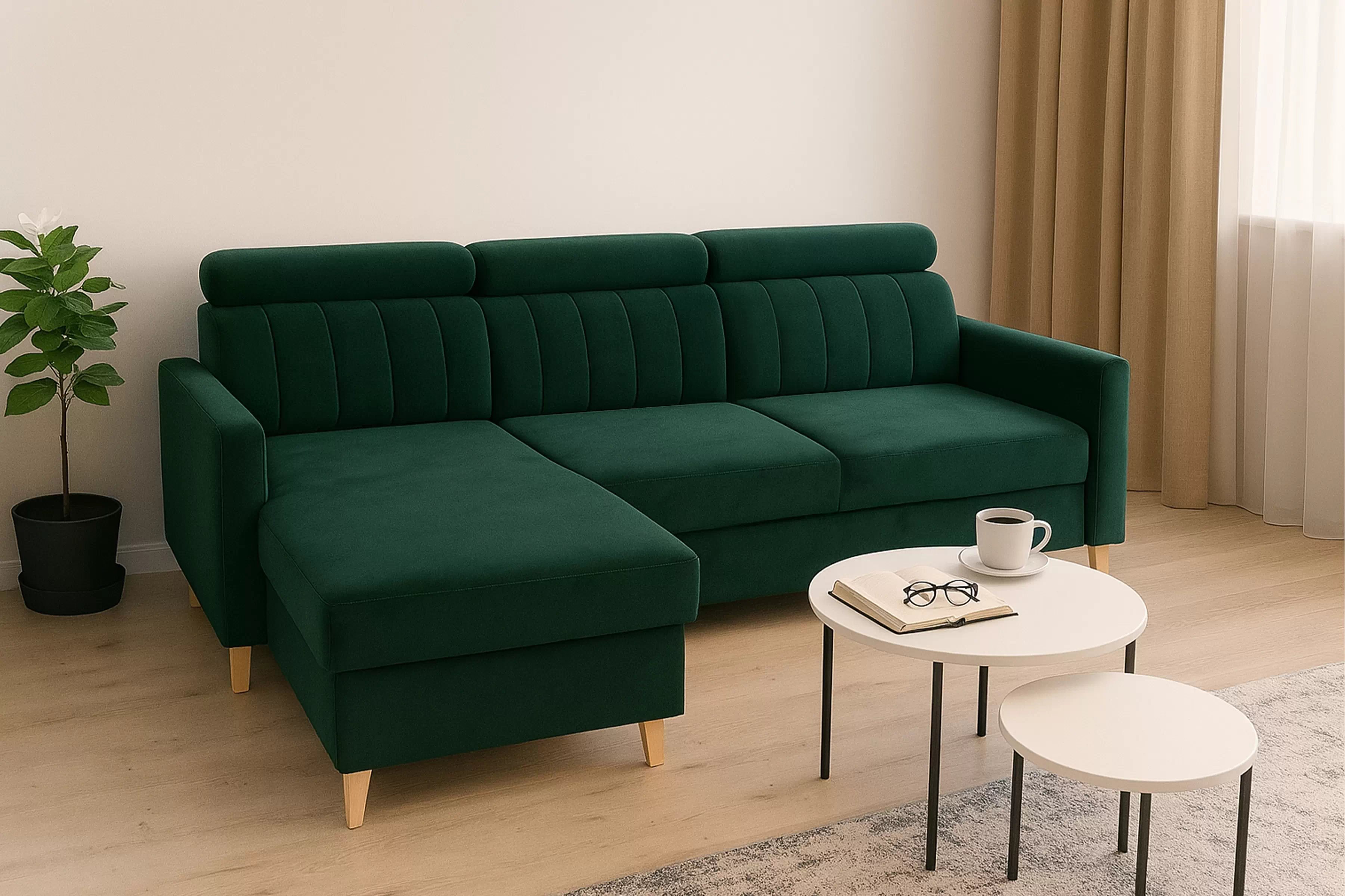 Rohová sedačka Vario s rozkladom univerzálna pravá/ľavá - zelený zamat Bluvel 78 Rohová sedacia súprava Vario s funkciou spánku uniwersalny prawo/Ľavá strana - Zelený velúr Bluvel 78