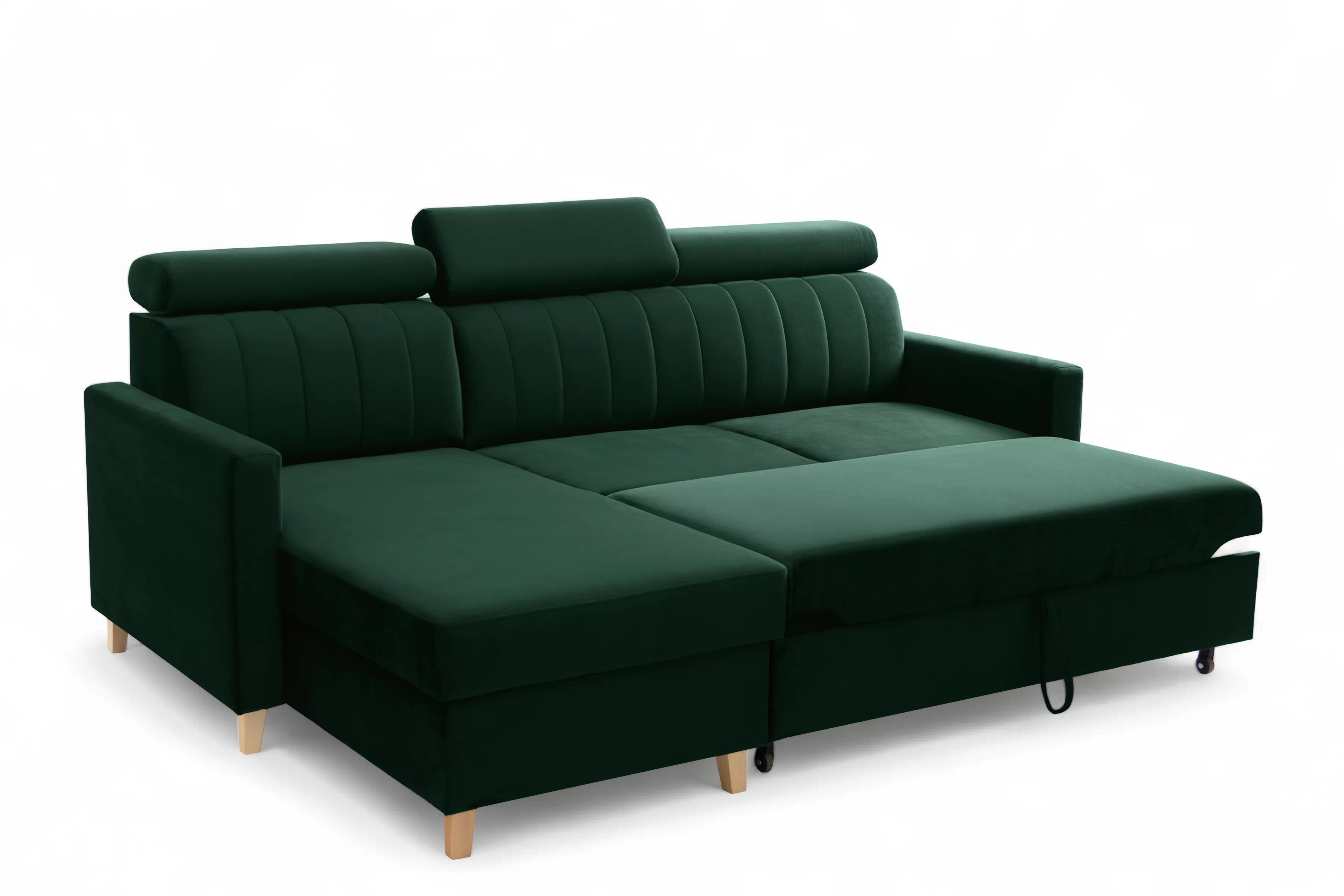 Rohová sedačka Vario s rozkladom univerzálna pravá/ľavá - zelený zamat Bluvel 78 Rohová sedacia súprava Vario s funkciou spánku uniwersalny prawo/Ľavá strana - Zelený velúr Bluvel 78