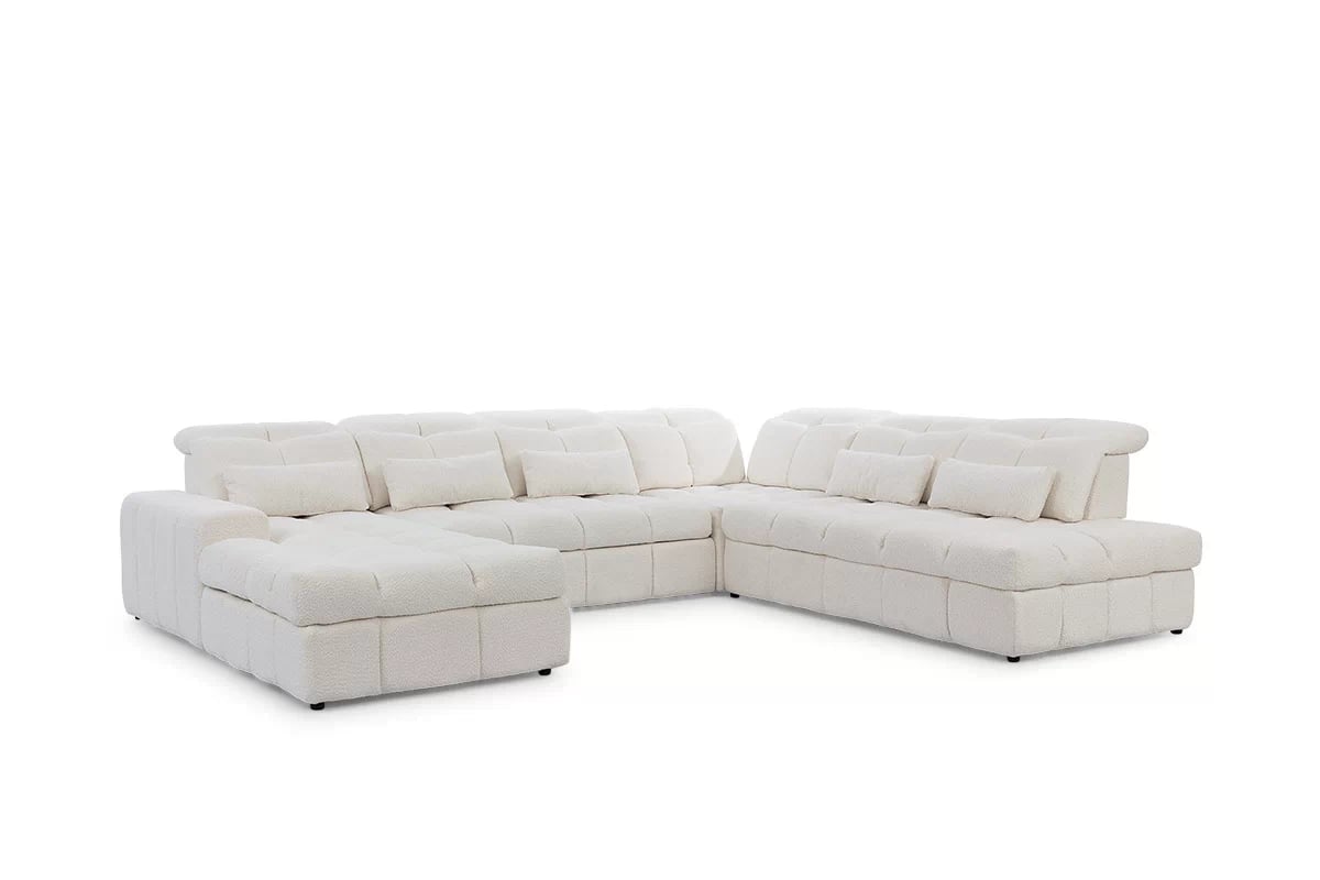 Elektrický rozkládací rohový gauč Magnelio U II Bílý Rohová sedací souprava u 