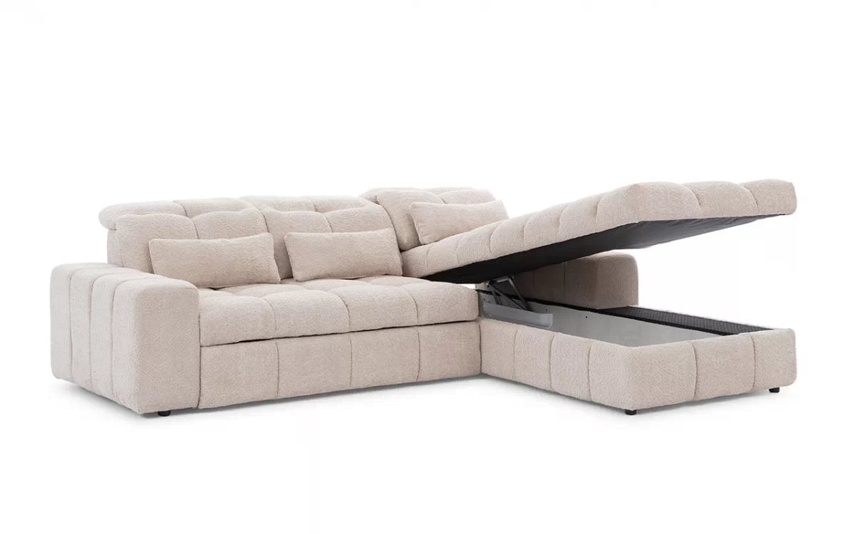 Rohová sedacia súprava Magnelio Mini elektrická s rozkladacou funkciou svetlý Rohová sedacia súprava s úložným priestorom na posciel 