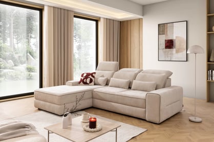 Rohová pohovka Tulia Mini s elektricky výsuvným sedákem Rohová sedací souprava z elektricky wysuwanym sedadlem Tulia Mini