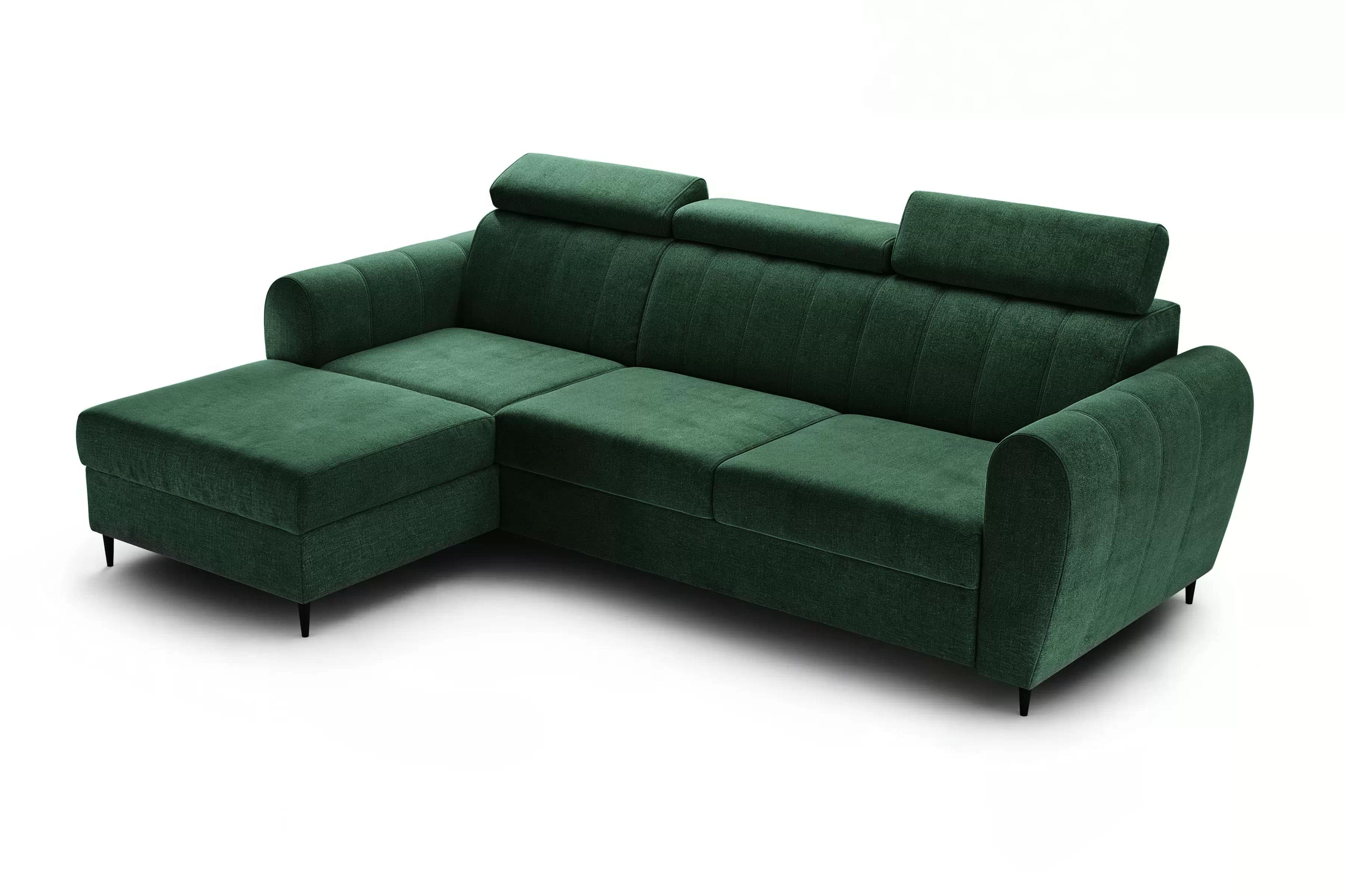 Rozkladacia rohová sedacia súprava Celias Mini ľavá - zelený zamat Kronos 19 Rohová sedacia súprava s funkciou spania Celias Mini Ľavá strana - Zelený zamat Kronos 19