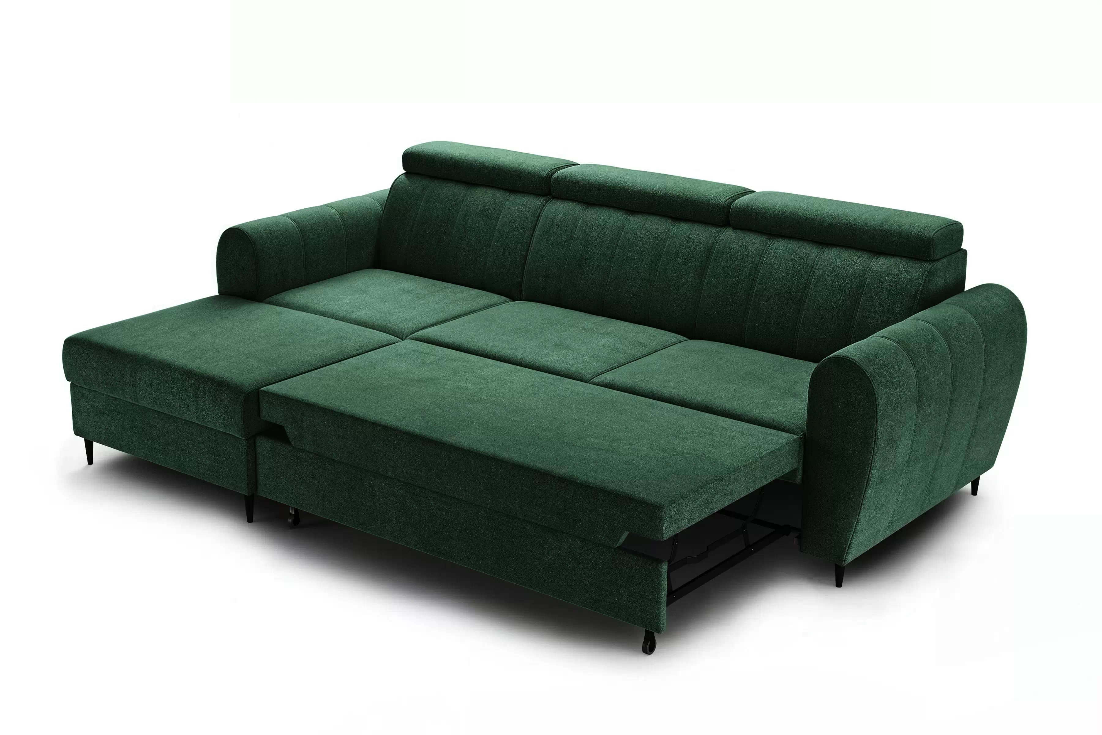 Rozkladacia rohová sedacia súprava Celias Mini ľavá - zelený zamat Kronos 19 Rohová sedacia súprava s funkciou spania Celias Mini Ľavá strana - Zelený zamat Kronos 19