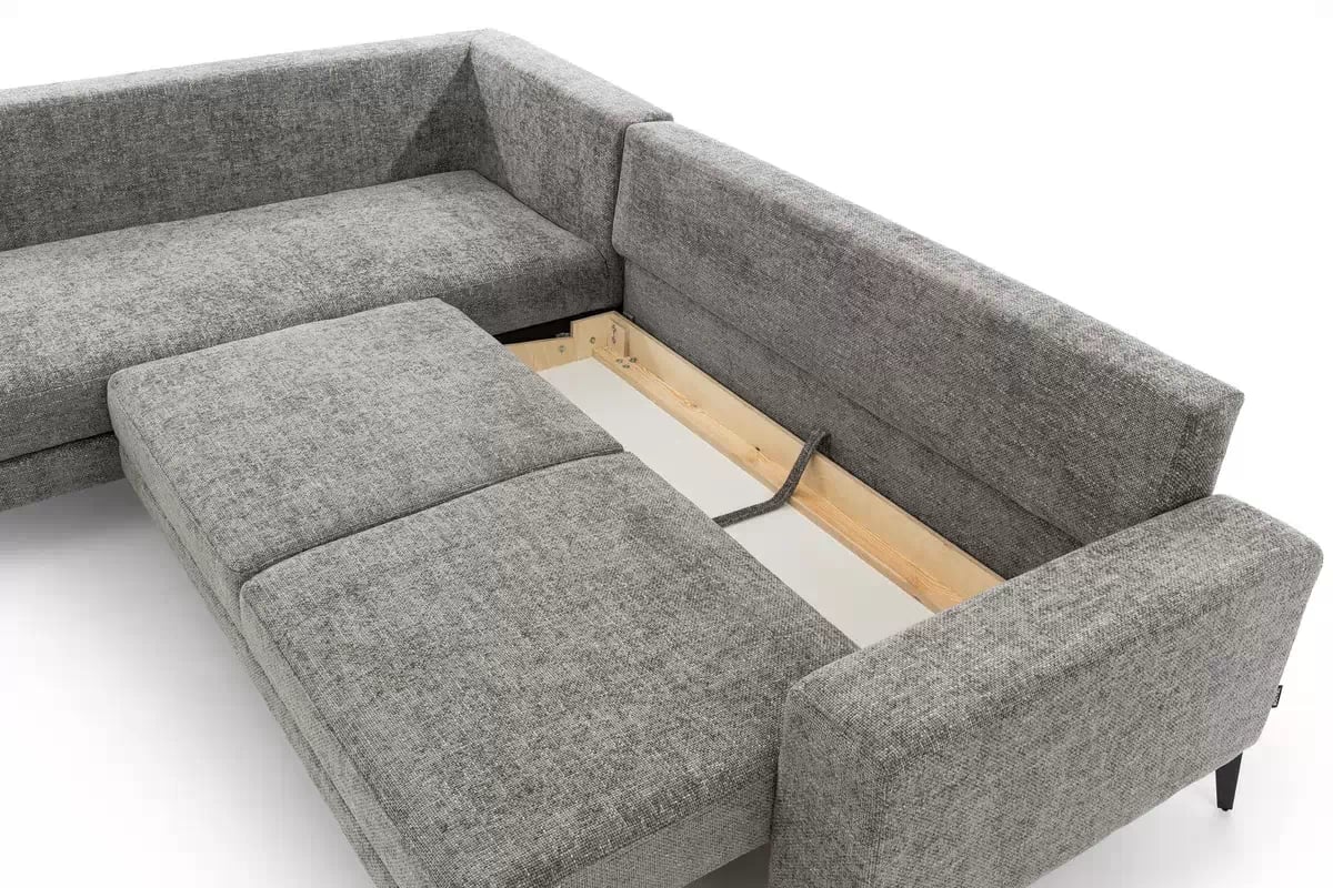 Rohová sedacia súprava Elentio L ľavá s funkciou spania - sivá tkanina Magni 206.13 Rohová sedacia súprava s funkciou spania Elentio L Ľavý - šedá plecionka Magni 206.13