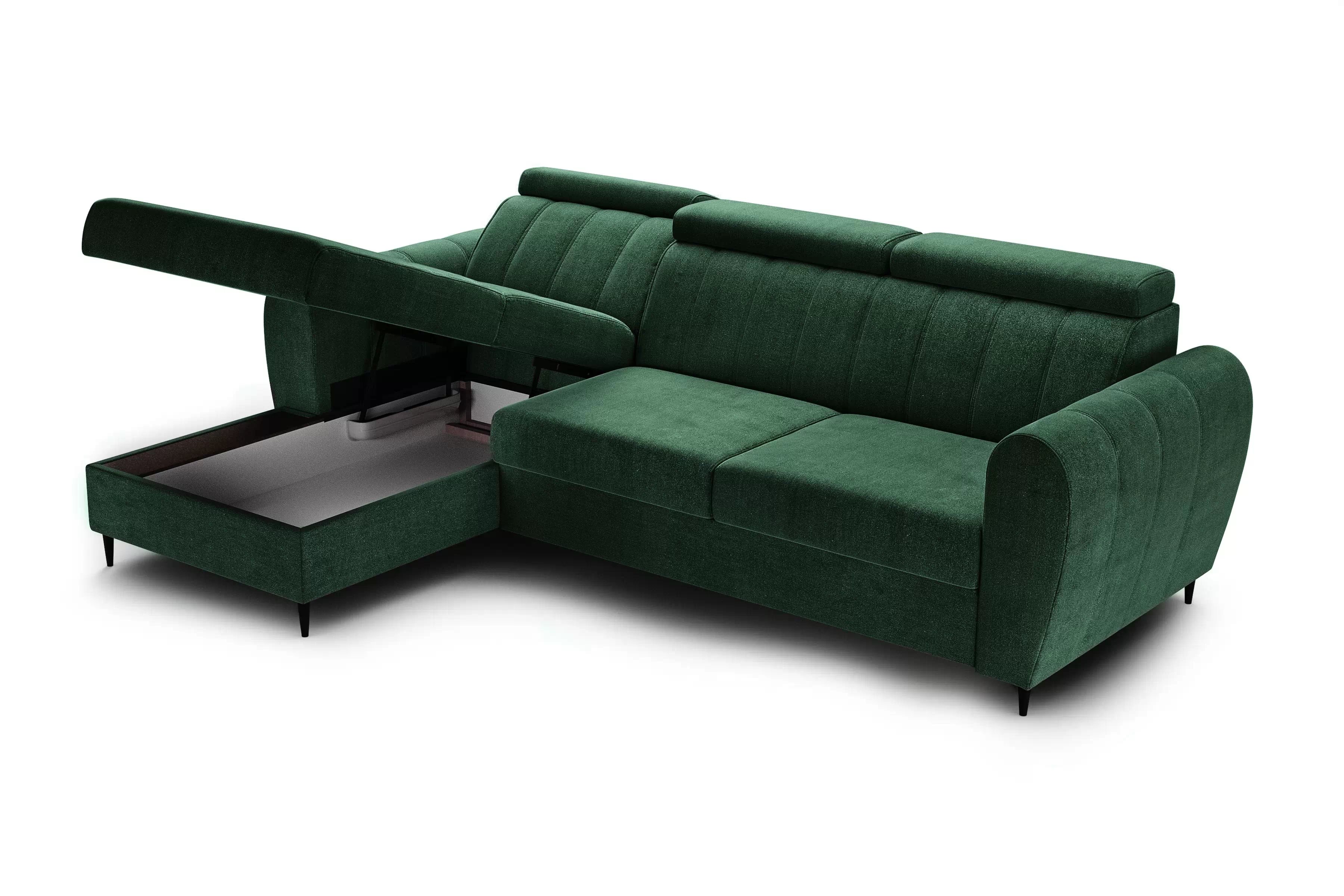 Rozkladacia rohová sedacia súprava Celias Mini ľavá - zelený zamat Kronos 19 Rohová sedacia súprava s funkciou spania Celias Mini Ľavá strana - Zelený zamat Kronos 19