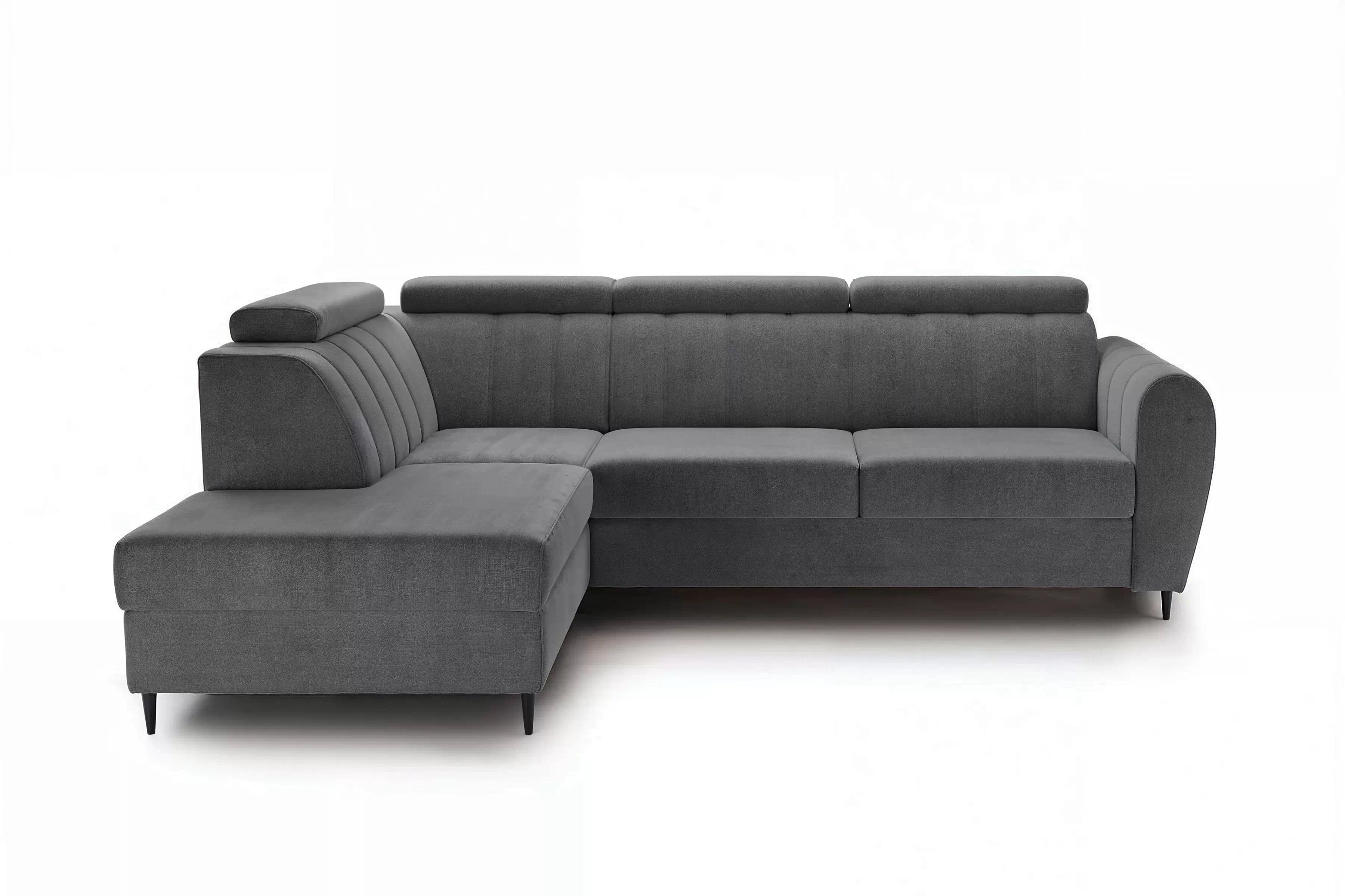 Rozkládací rohová sedací souprava Celias L levá - šedá látka Kronos 22 Rohová sedací souprava rozkládací Celias L levá - šedá samet Kronos 22