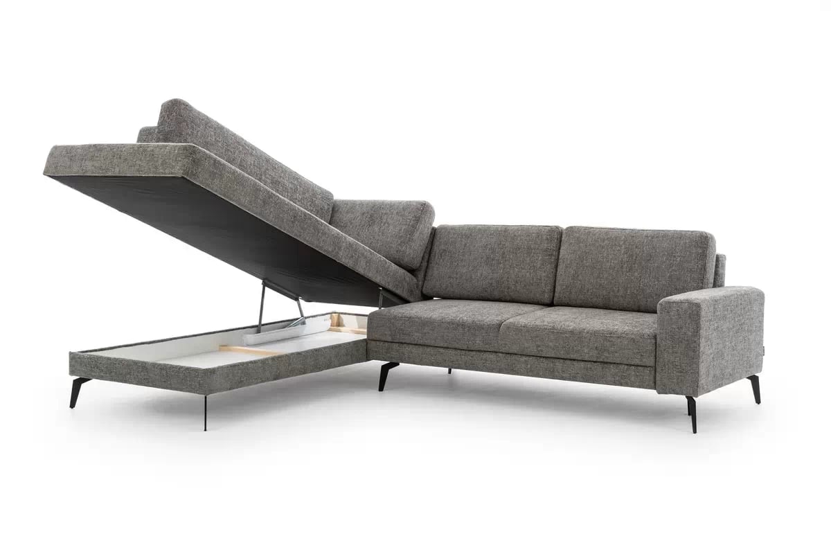 Rohová sedacia súprava Elentio L ľavá s funkciou spania - sivá tkanina Magni 206.13 Rohová sedacia súprava s funkciou spania Elentio L Ľavý - šedá plecionka Magni 206.13