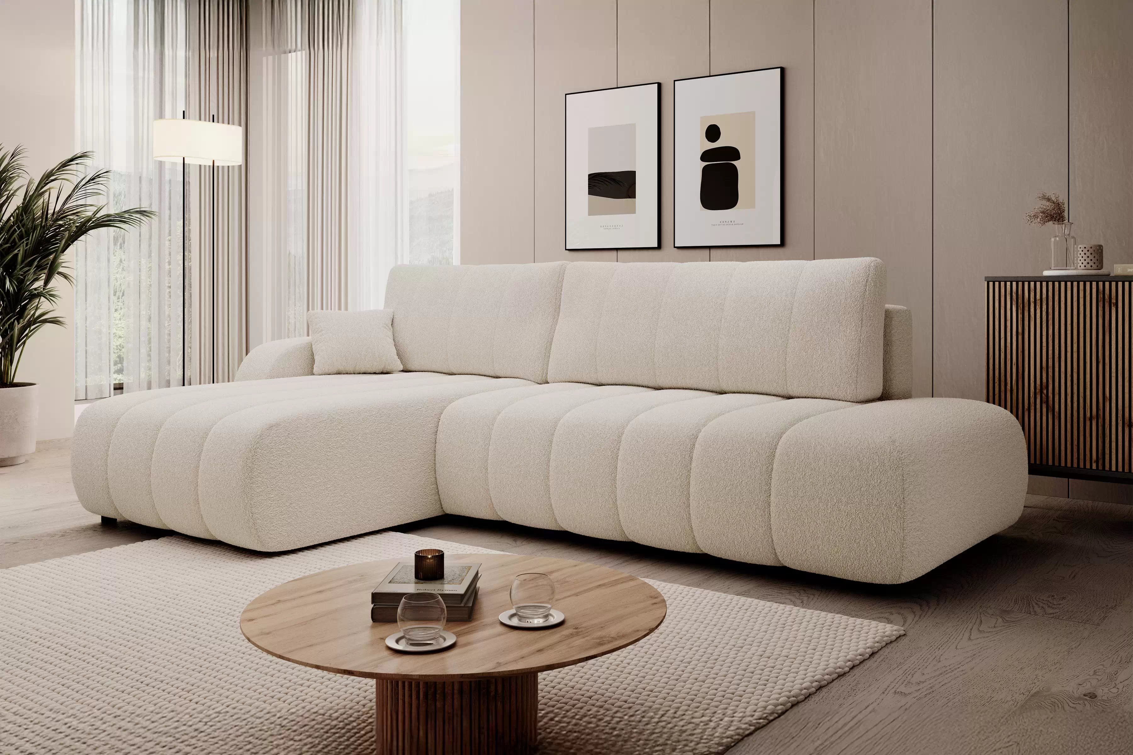 Rozkladacia rohová sedacia súprava Zelio Rohová sedacia súprava s funkciou spania Zelio Ľavá strana