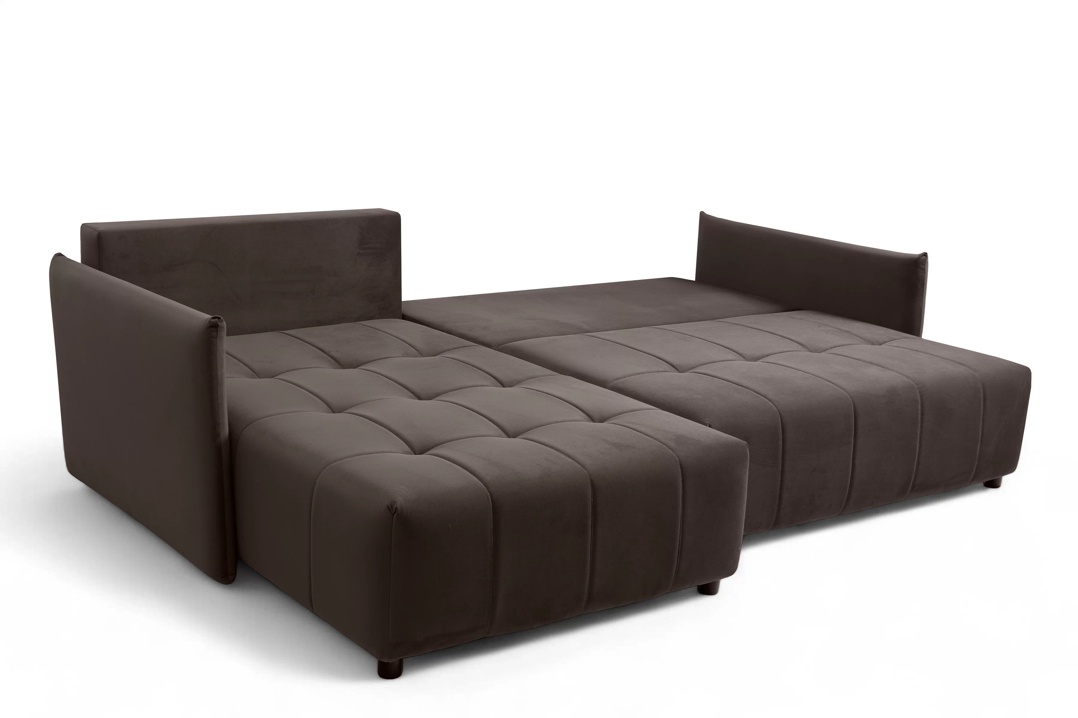 Rozkladacia rohová sedacia súprava Alyssia ľavá - hnedý zamat Matt Velvet 29 Rohová sedacia súprava s funkciou spánku Alyssia Ľavá strana - Hnedý zamat Matt Velvet 29