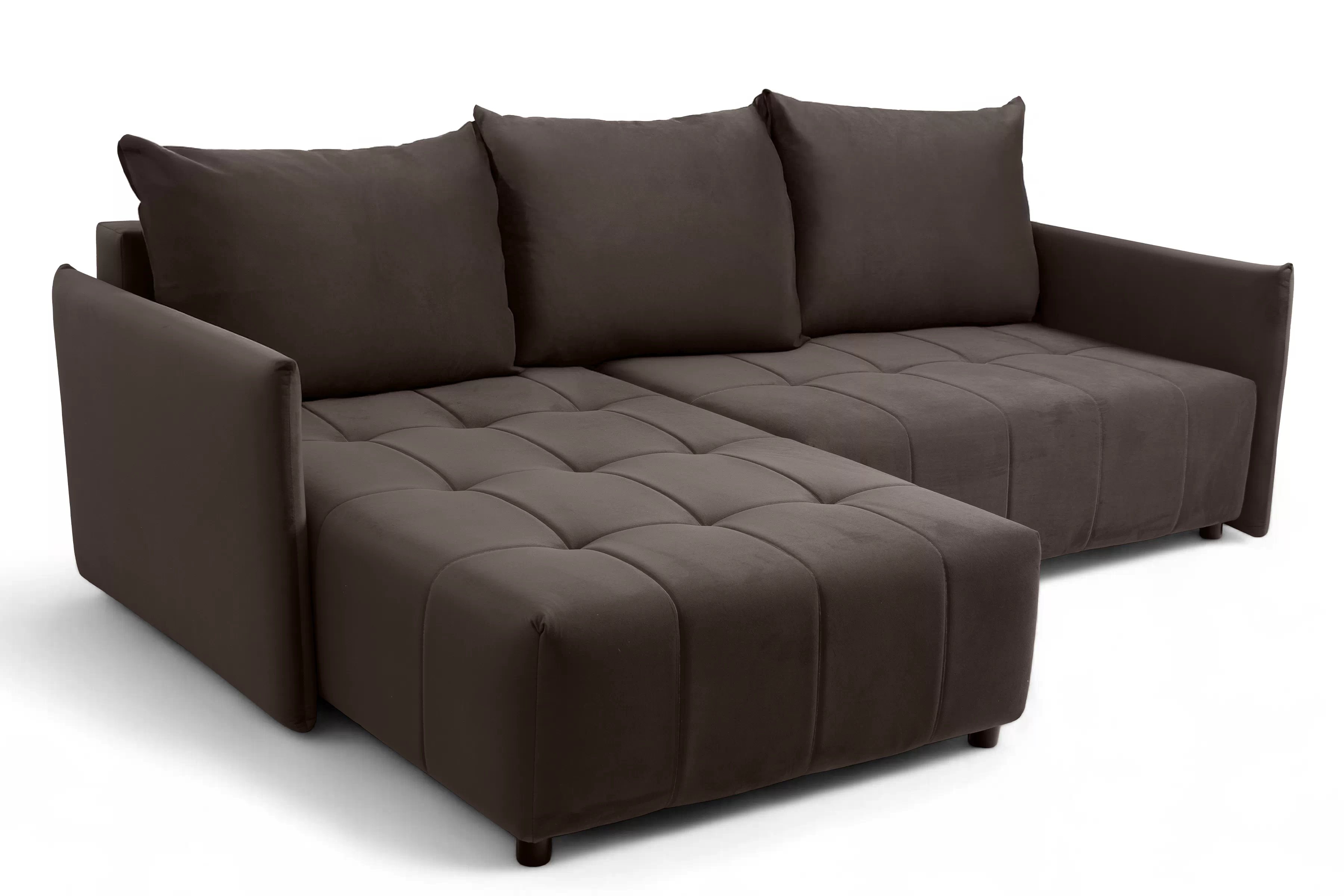 Rozkladacia rohová sedacia súprava Alyssia ľavá - hnedý zamat Matt Velvet 29 Rohová sedacia súprava s funkciou spánku Alyssia Ľavá strana - Hnedý zamat Matt Velvet 29