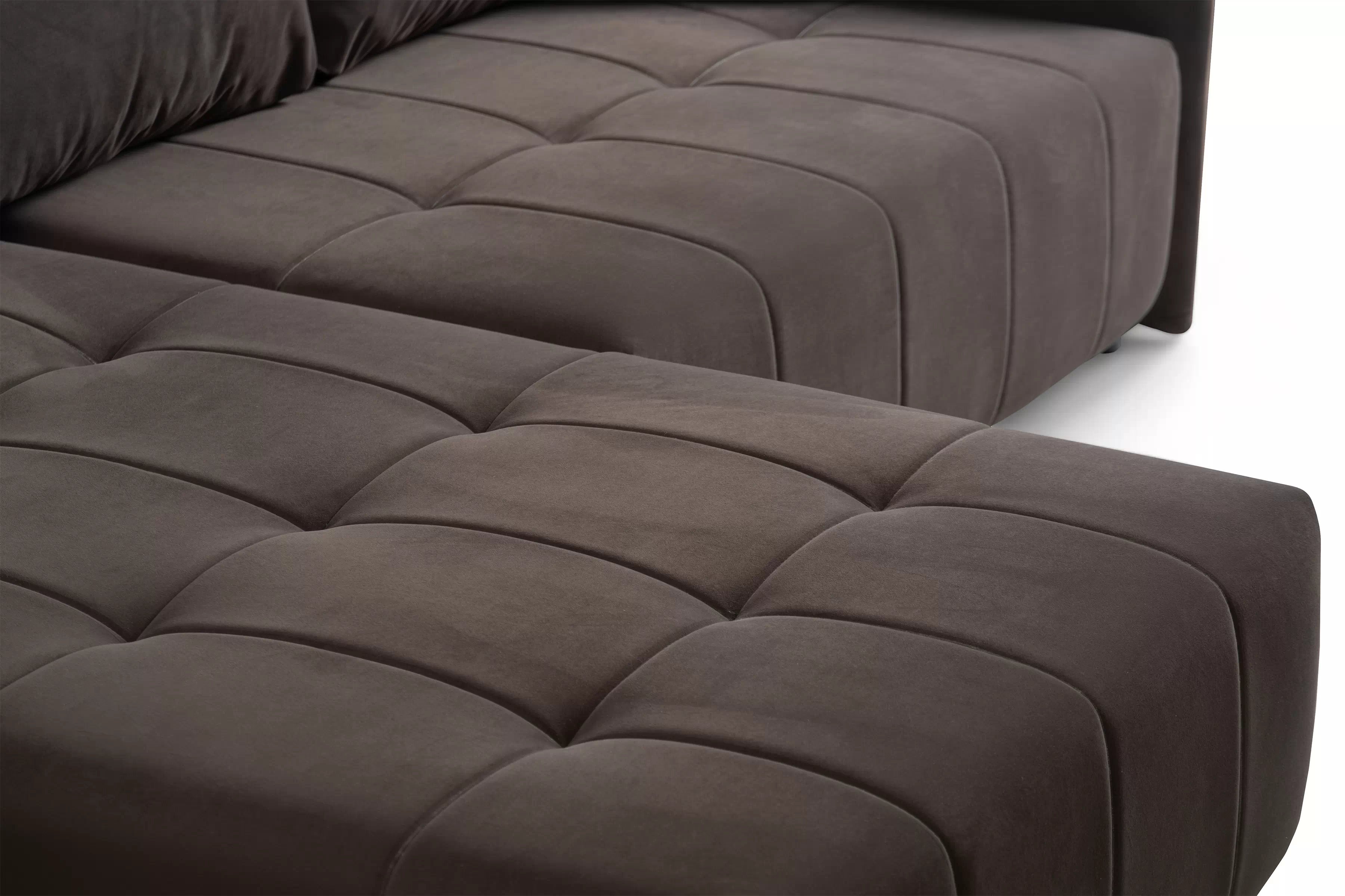 Rozkladacia rohová sedacia súprava Alyssia ľavá - hnedý zamat Matt Velvet 29 Rohová sedacia súprava s funkciou spánku Alyssia Ľavá strana - Hnedý zamat Matt Velvet 29