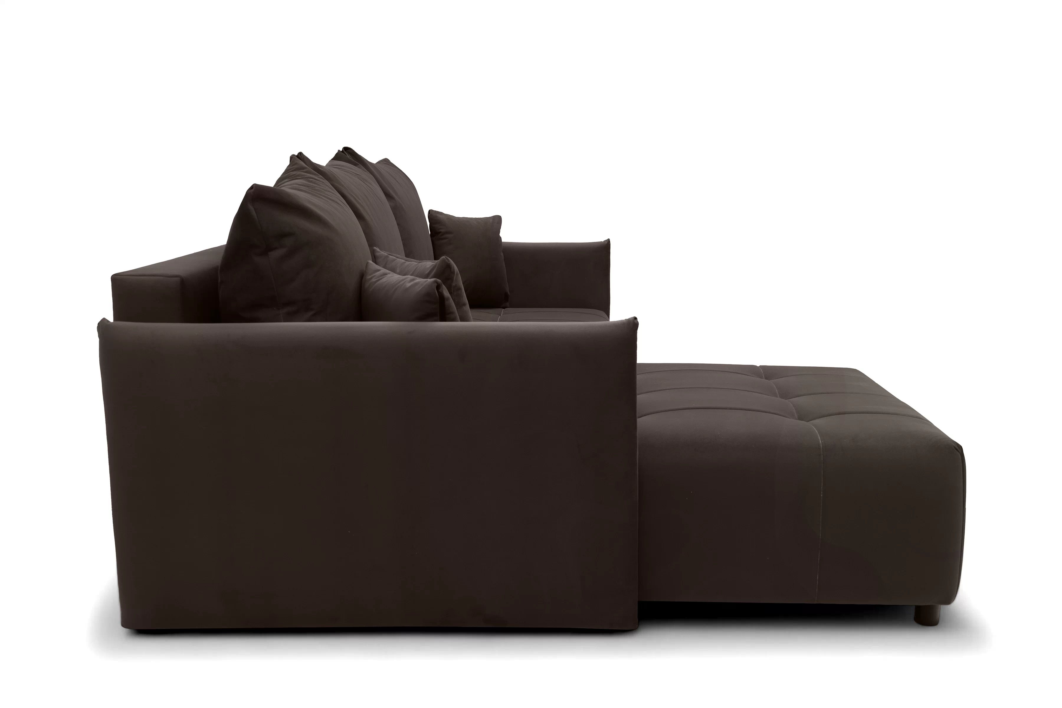 Rozkladacia rohová sedacia súprava Alyssia ľavá - hnedý zamat Matt Velvet 29 Rohová sedacia súprava s funkciou spánku Alyssia Ľavá strana - Hnedý zamat Matt Velvet 29